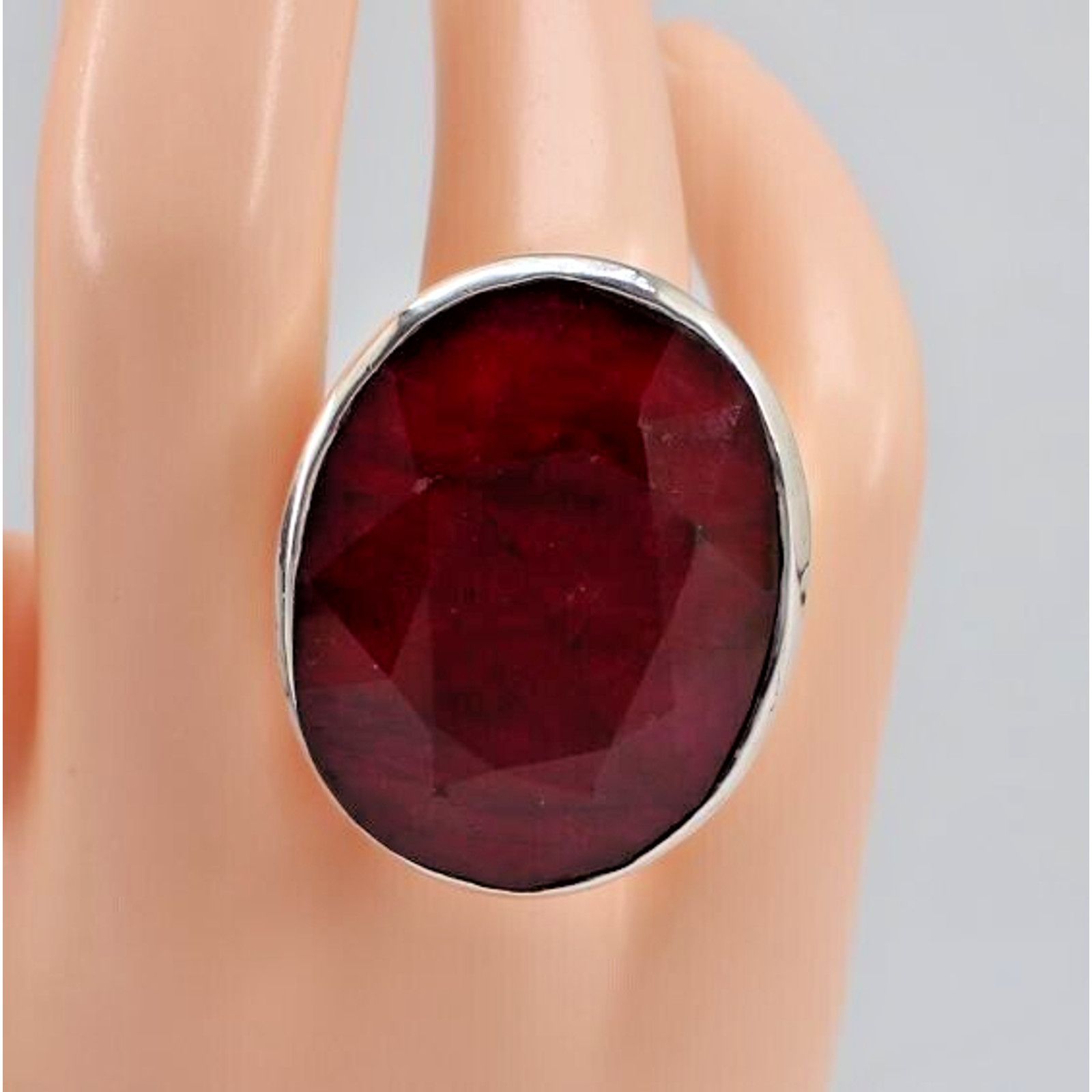 Other Chunky Red Ruby 925 Sterling Silver Ring • Brutalist •Size 7 Size ONE SIZE - 1 Thumbnail