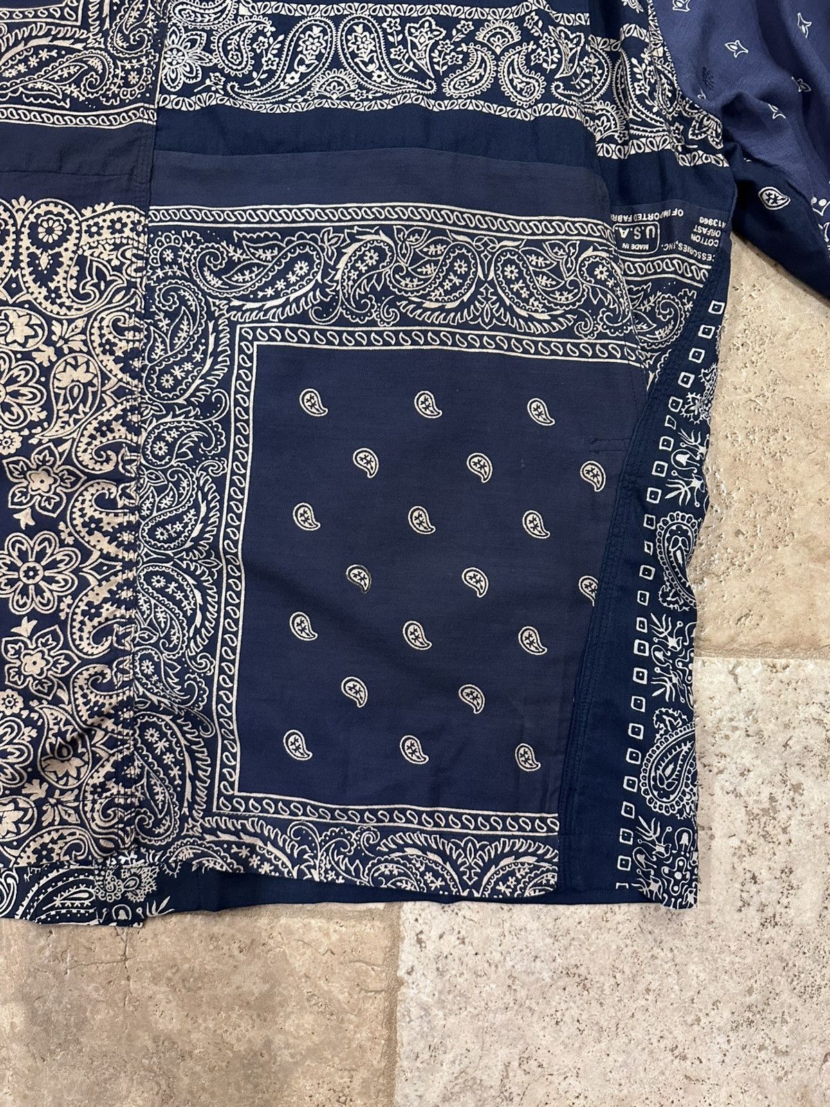 READYMADE Readymade Blue Bandana Paisley Burn Button Up Shirt Jacket Size US XL / EU 56 / 4 - 11 Thumbnail