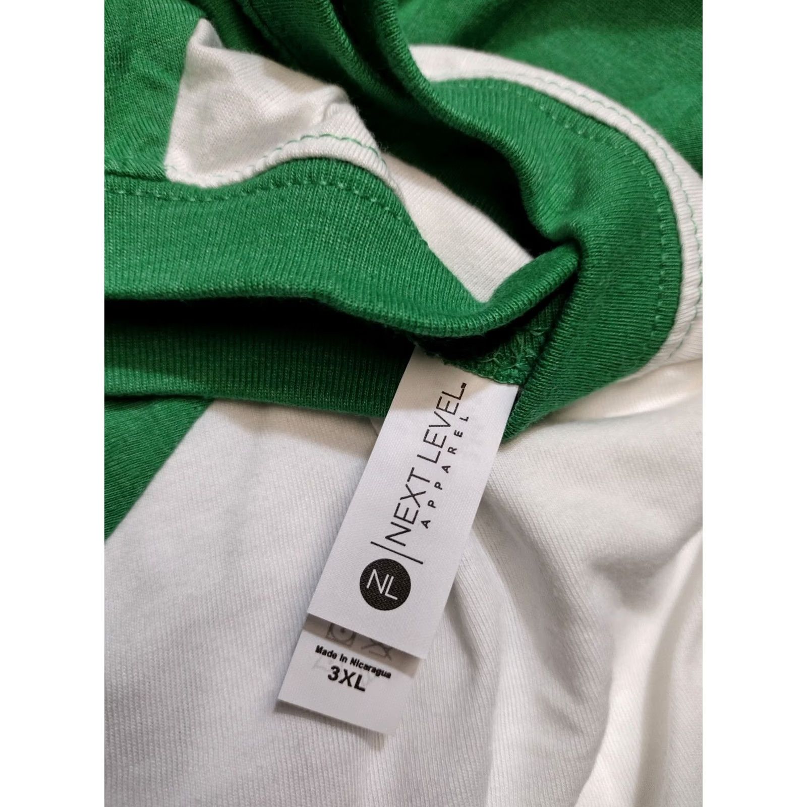 Next Level Next Level T-Shirt Colorblock Raglan 3/4 Sleeve 3XL Green/White Unisex Adults 80s Crew Neck Polyester Blend Size US XXL / EU 58 / 5 - 6 Thumbnail