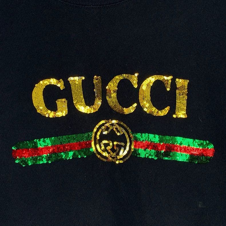 Gucci Gucci Logo tiger head sequin design round neck black cotton Size US M / EU 48-50 / 2 - 4 Thumbnail