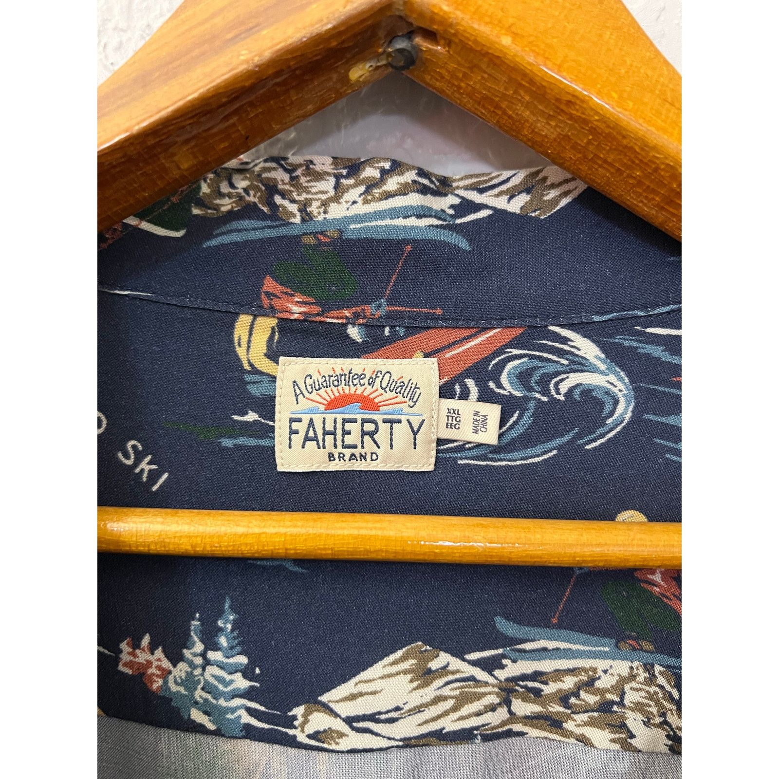 Faherty FAHERTY Camp Shirt Mens XXL Navy Button Up Short Sleeve Sea Size US XXL / EU 58 / 5 - 3 Thumbnail