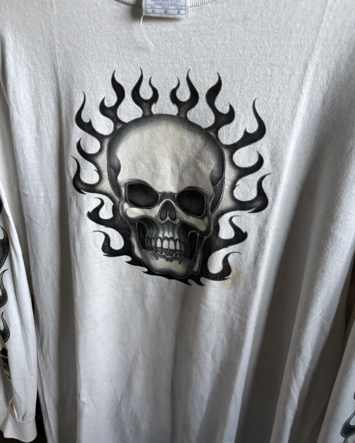 Vintage Crazy Vintage Tee Skull Y2k Longslvee White WCC💀 Size US M / EU 48-50 / 2 - 4 Thumbnail