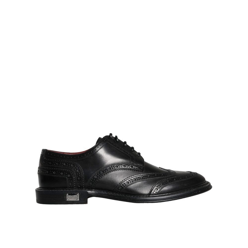 Dolce & Gabbana Dolce & Gabbana Black Leather Oxford Wingtip Formal Men Shoe Size US 6 / EU 39 - 1 Thumbnail