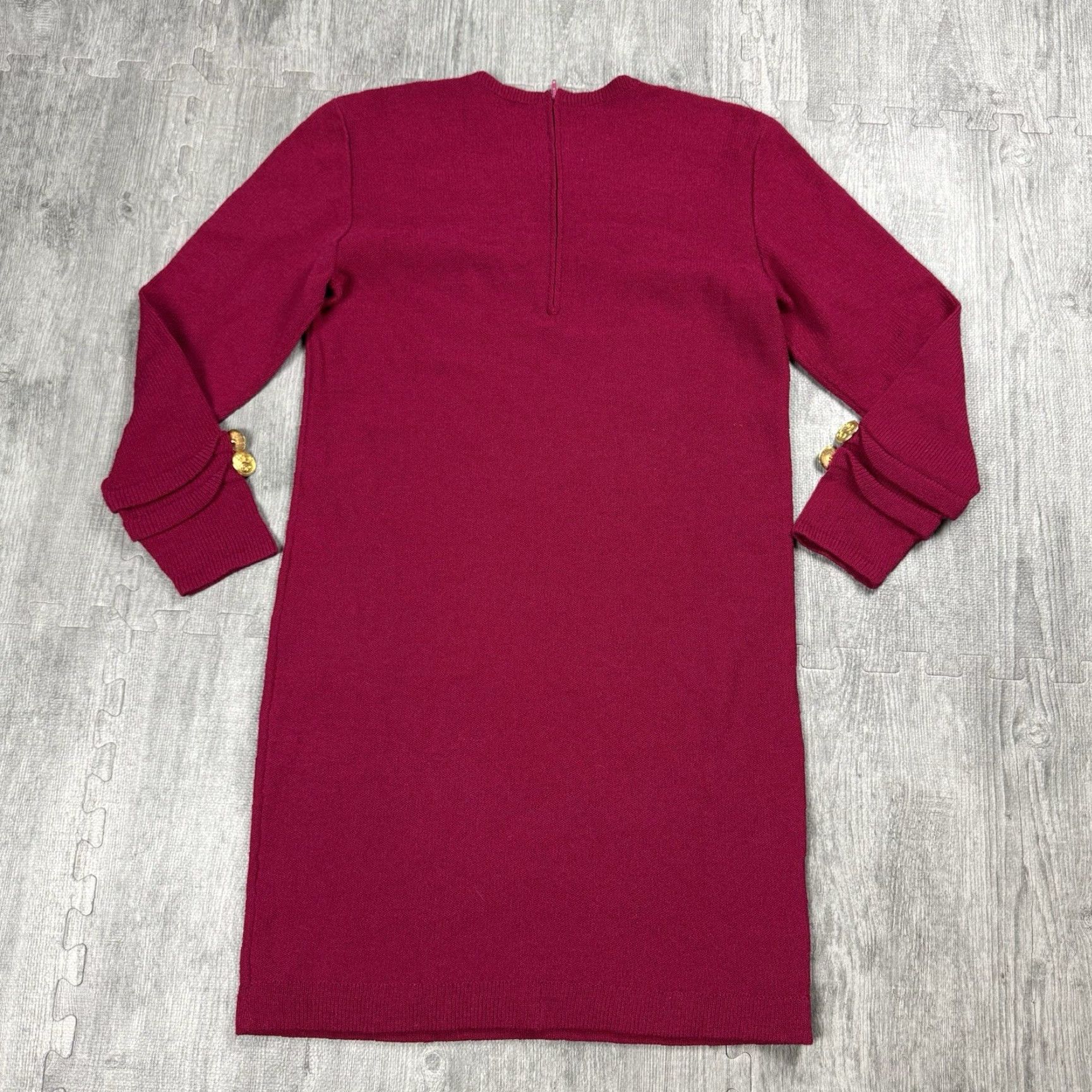 Vintage VINTAGE Steve Fabrikant Wool Knit Dress Magenta 80s Pencil/Sheath Solid Long Sleeve M Womens United States Size M / US 6-8 / IT 42-44 - 6 Thumbnail