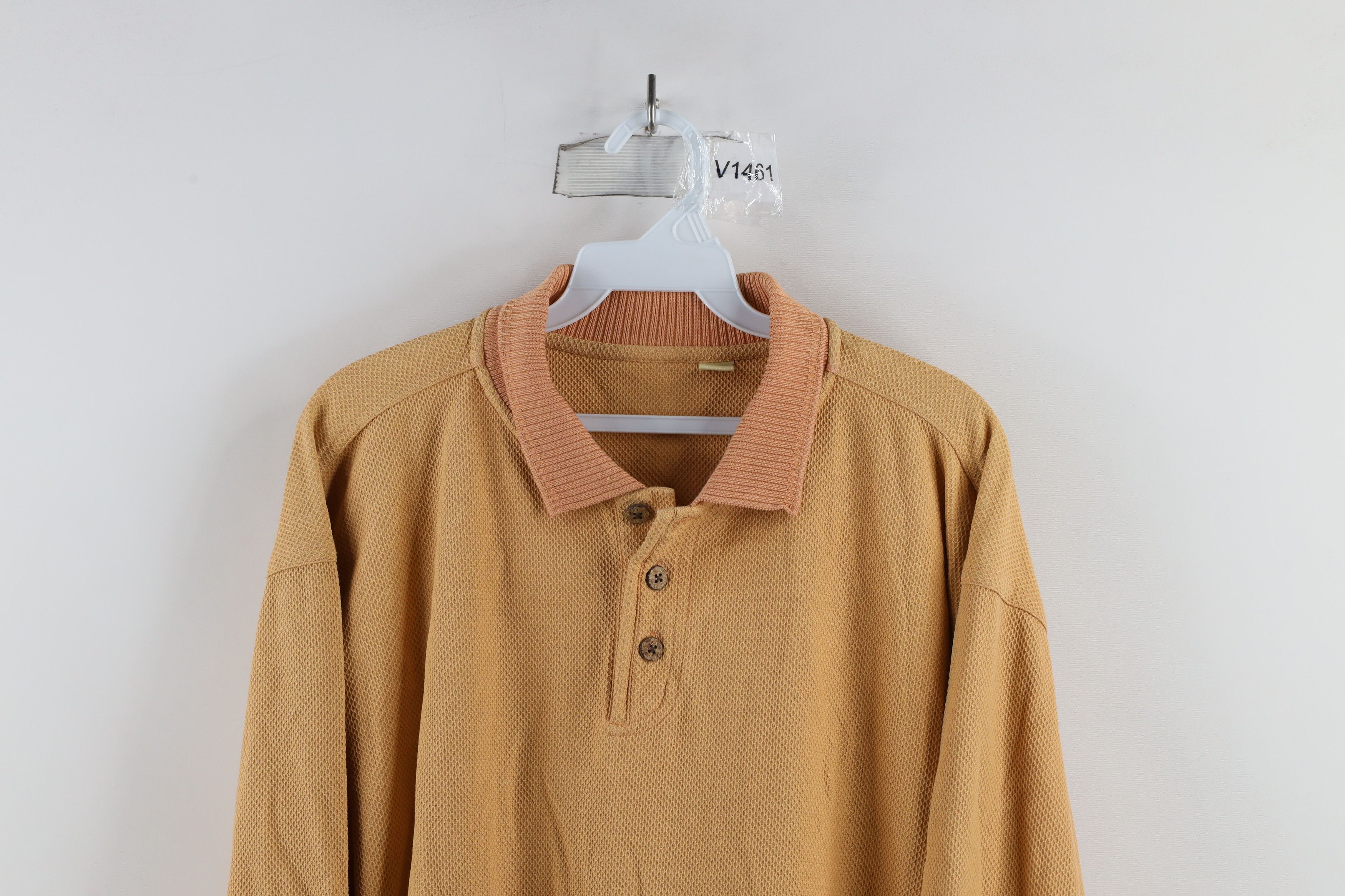 Tommy Bahama × Vintage Vintage Tommy Bahama Silk Blend Knit Long Sleeve Polo Orange Size US L / EU 52-54 / 3 - 2 Thumbnail