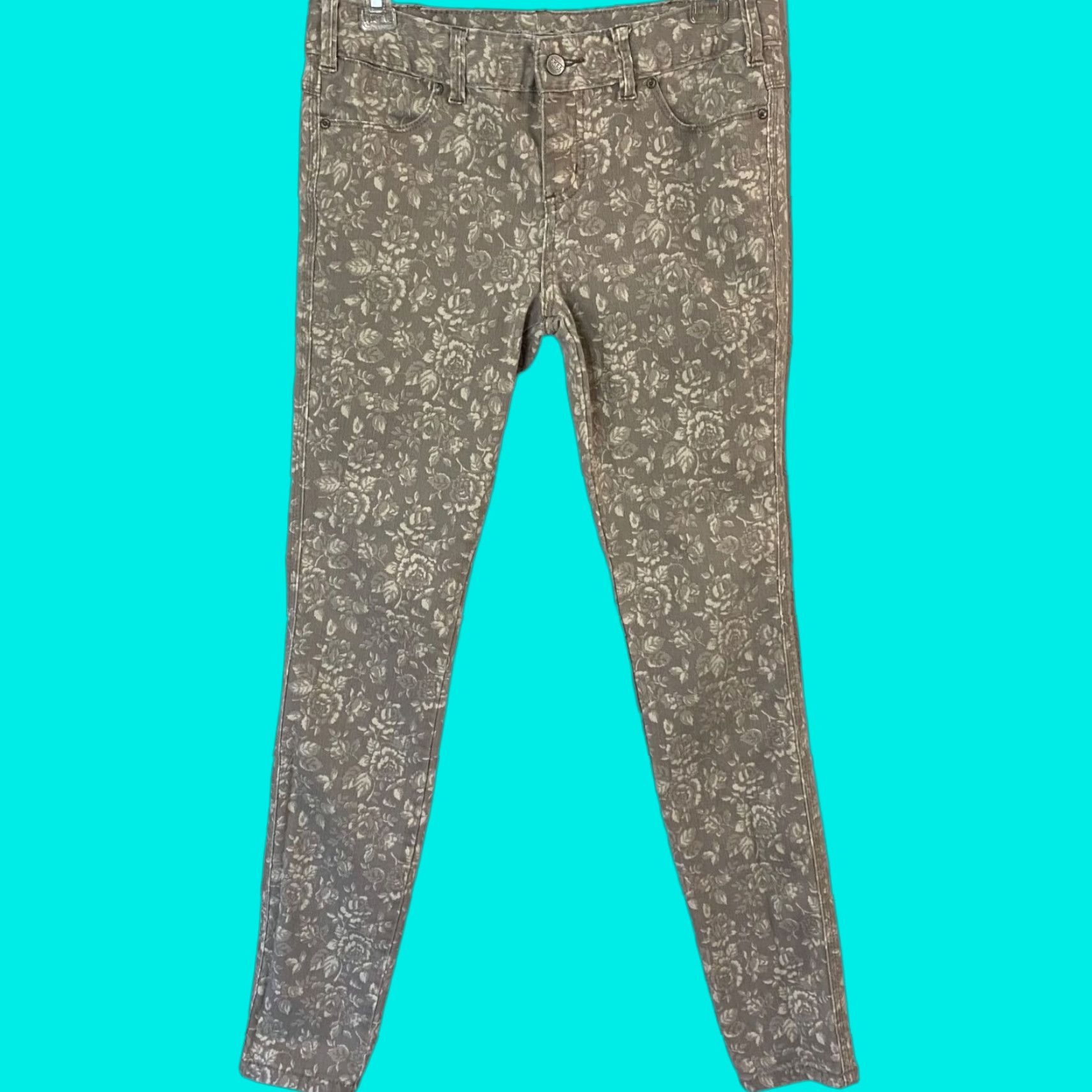 Free People Free People Floral Print Skinny Jeans Womens 26 Gray Stretch Denim Pants Size 26" / US 2 / IT 38 - 1 Thumbnail
