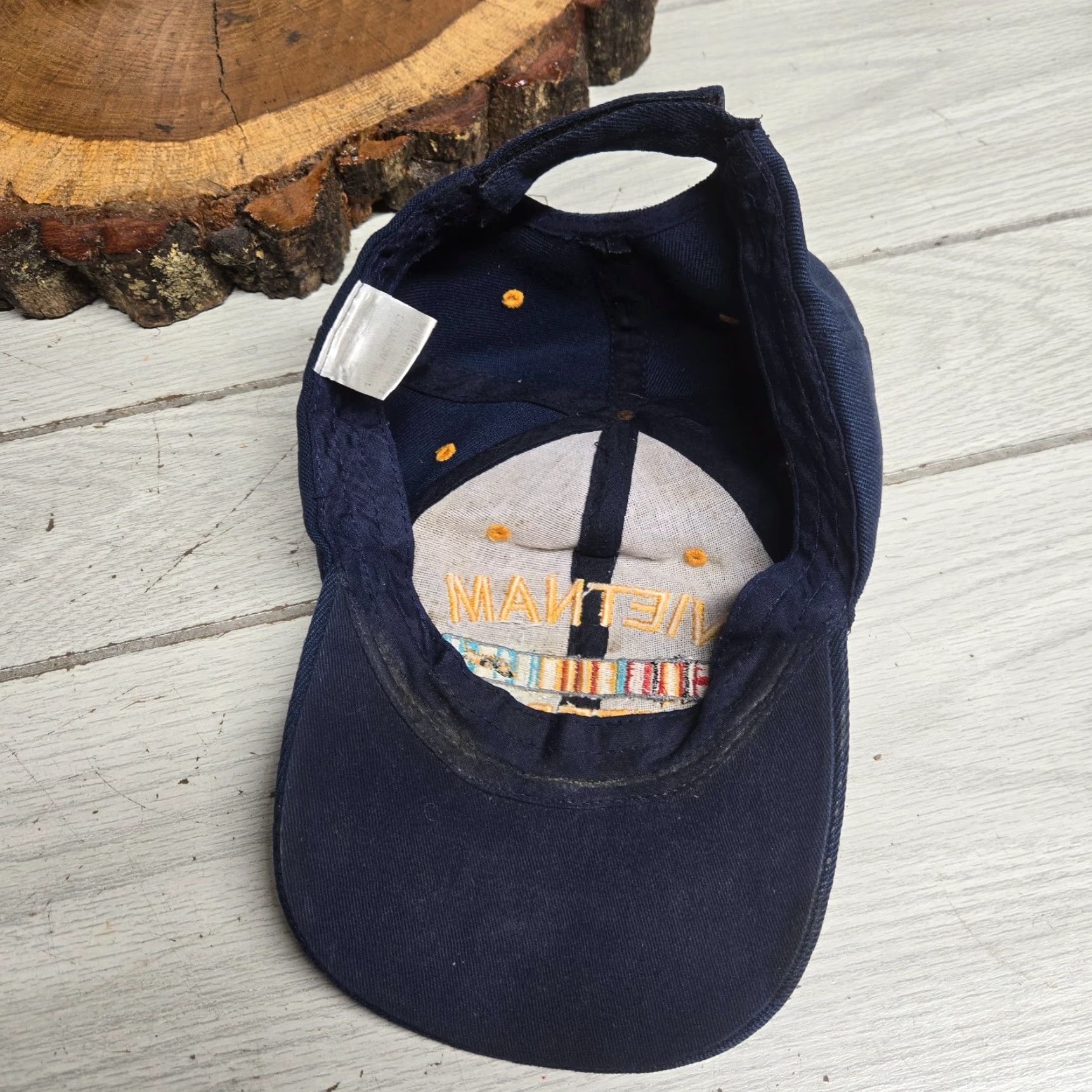 Vintage VINTAGE Vietnam Veteran Hat Trucker Cap Adjustable Strap Back Men’s Blue USA Navy Military Theme Hat Mens Adjustable Size ONE SIZE - 5 Thumbnail