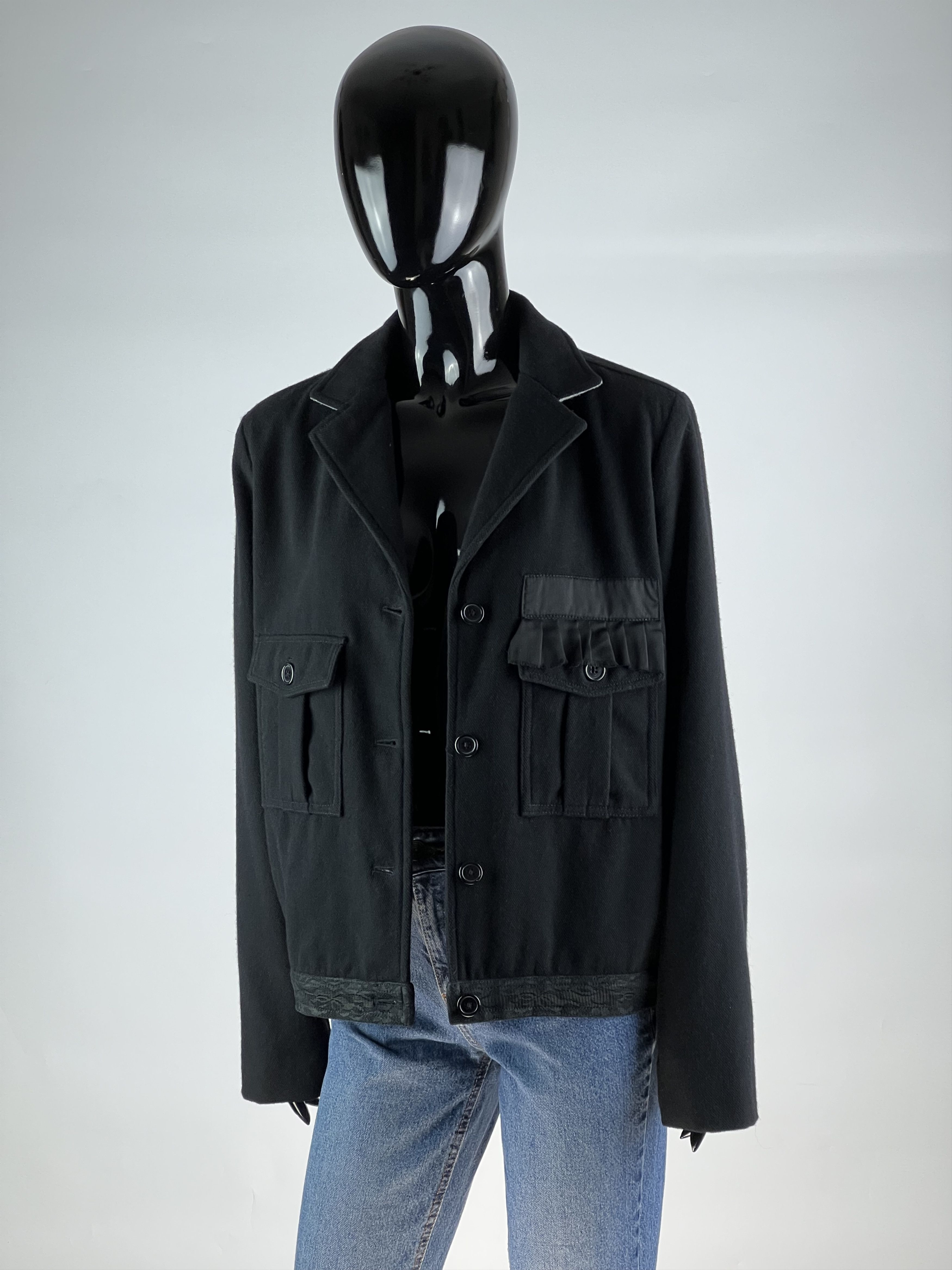Designer Laundry Industry Wool Button Jacket Trim Lace Studded Collar Size M / US 6-8 / IT 42-44 - 2 Thumbnail