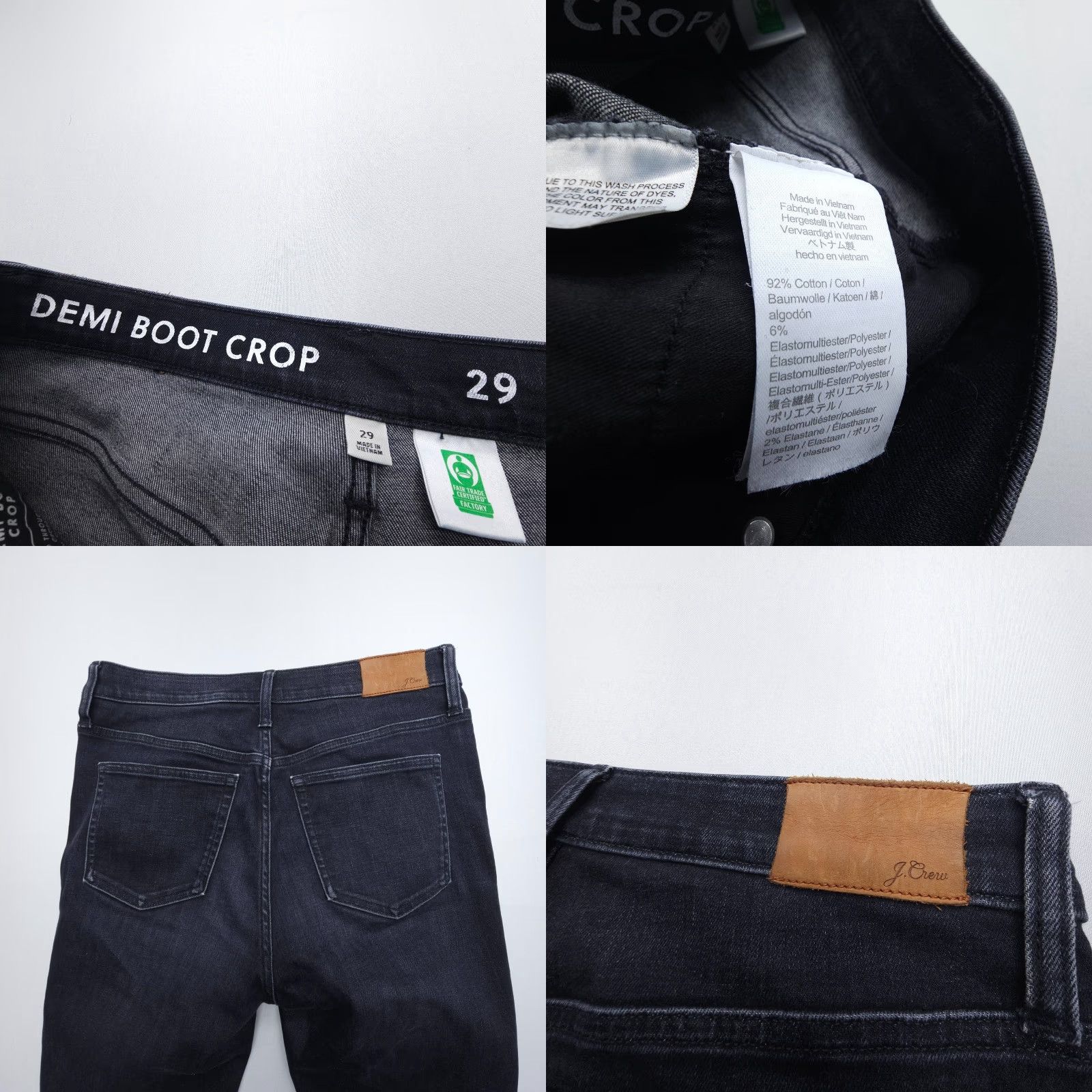 J.Crew VINTAGE J. Crew Jeans Womens 29 Crop Boot Demi Black Denim Cropped Stretch 5-Pocket Regular Mid Rise Button Fly 29 Size 29" - 8 Thumbnail