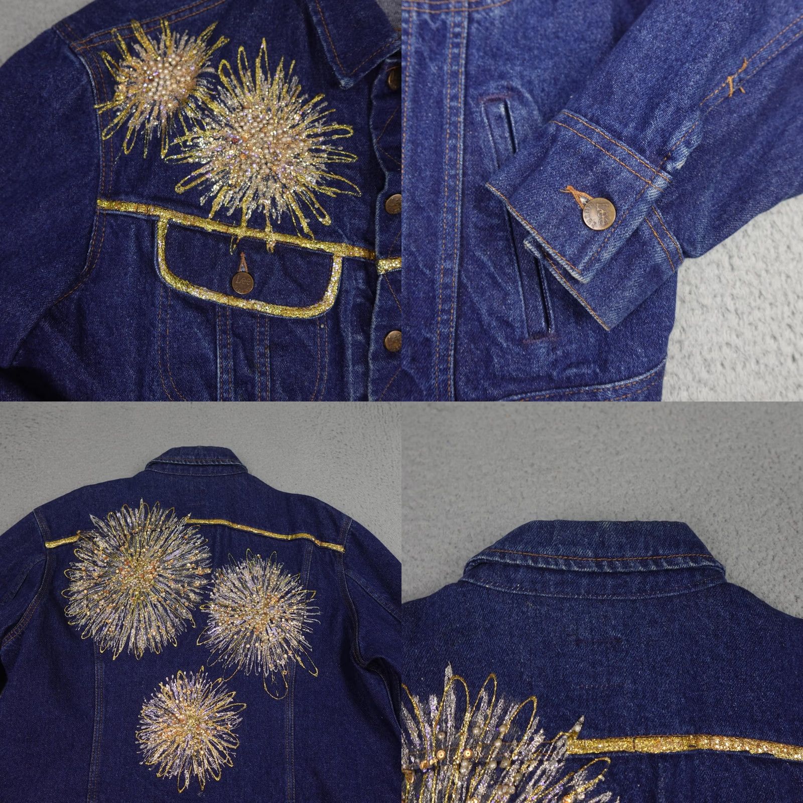 Lee VINTAGE Lee Jacket Mens 44 Blue Denim Beaded Fireworks Embellished 90s Jacket Mens Blue Denim Beaded Fireworks Embellished 90s Size US 44 / EU 60 - 8 Thumbnail
