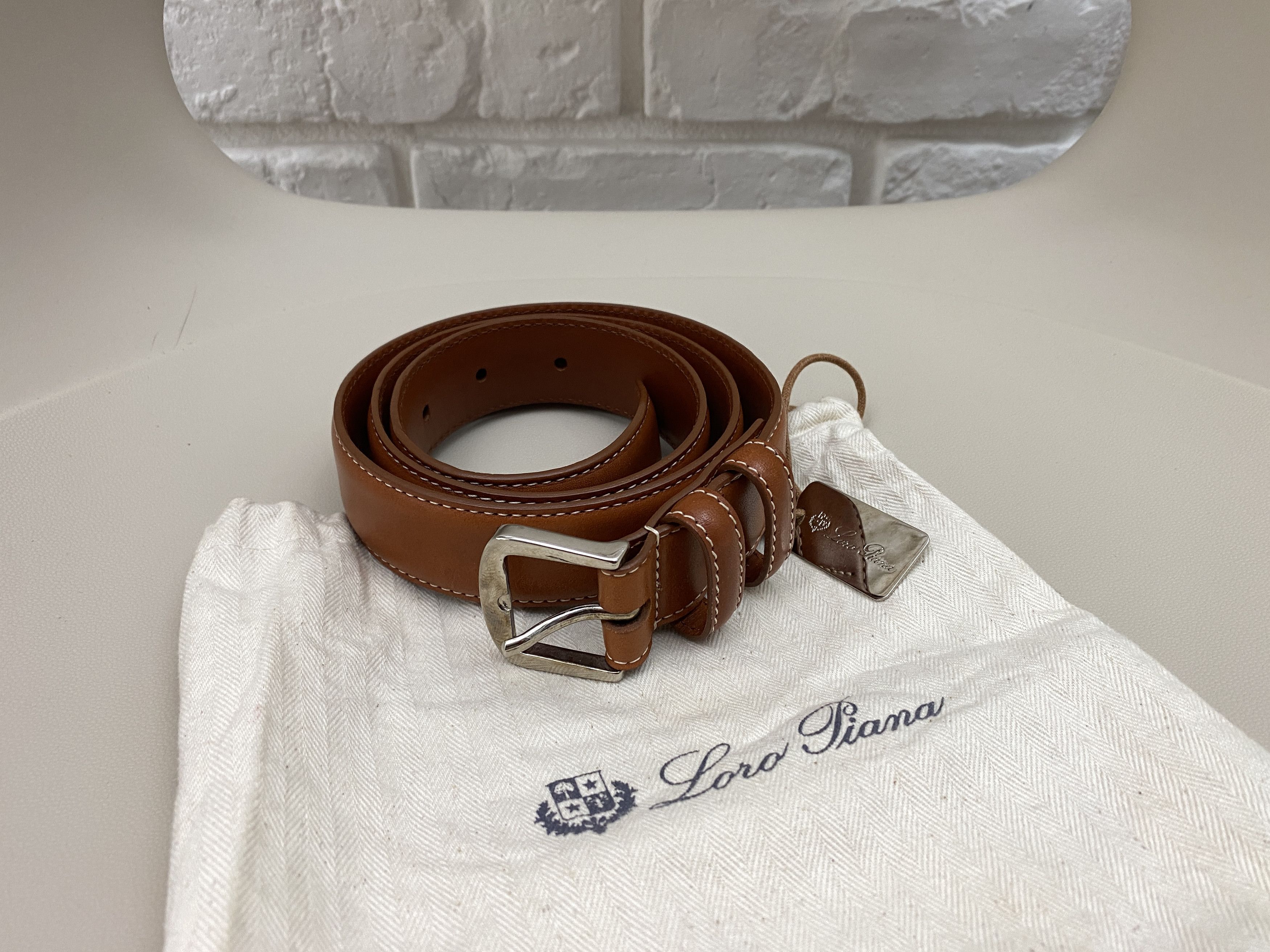 Leather LORO PIANA Alsavel Classic Leather Belt Brown Size 80/32 Size ONE SIZE - 2 Thumbnail