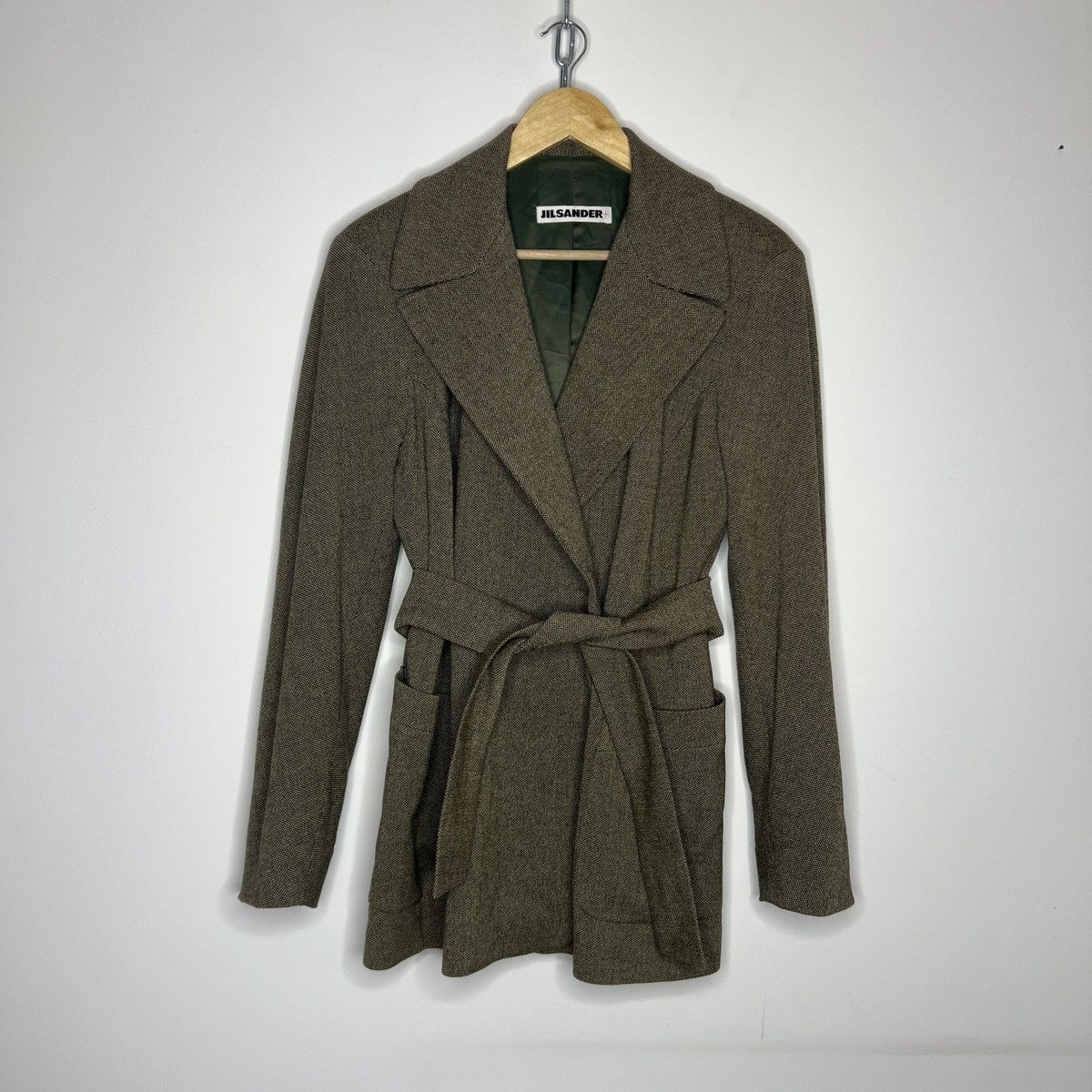 Designer × Jil Sander Vintage Jil Sander Coat Jacket Wool Cashmere 90s Khaki Green Size S / US 4 / IT 40 - 1 Thumbnail