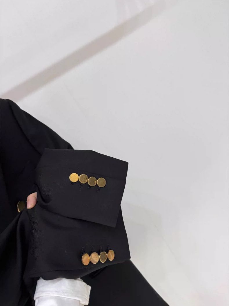 Celine Celine DoubleBreasted Wool Blazer With Gold Buttons Size M / US 6-8 / IT 42-44 - 4 Thumbnail