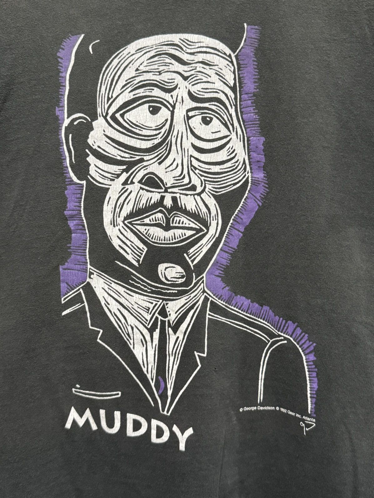 Band Tees Vintage 90s George Davidson Muddy Waters Sun Faded Tee Size US M / EU 48-50 / 2 - 2 Thumbnail