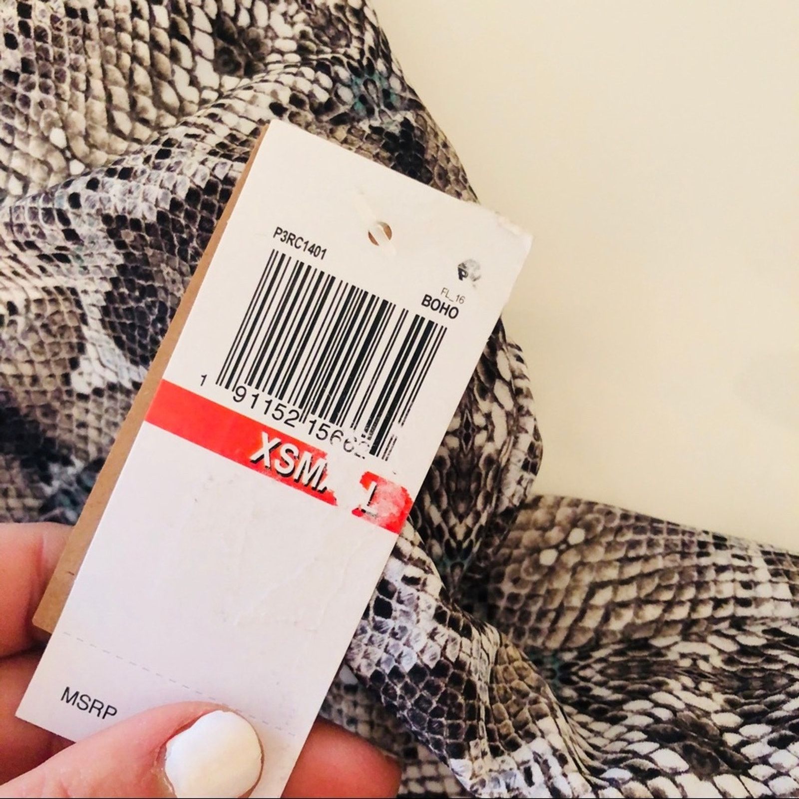 Anthropologie NEW RACHEL ROY Grey White Snakeskin Boho Zip Tassel Swimsuit Size XS / US 0-2 / IT 36-38 - 6 Thumbnail