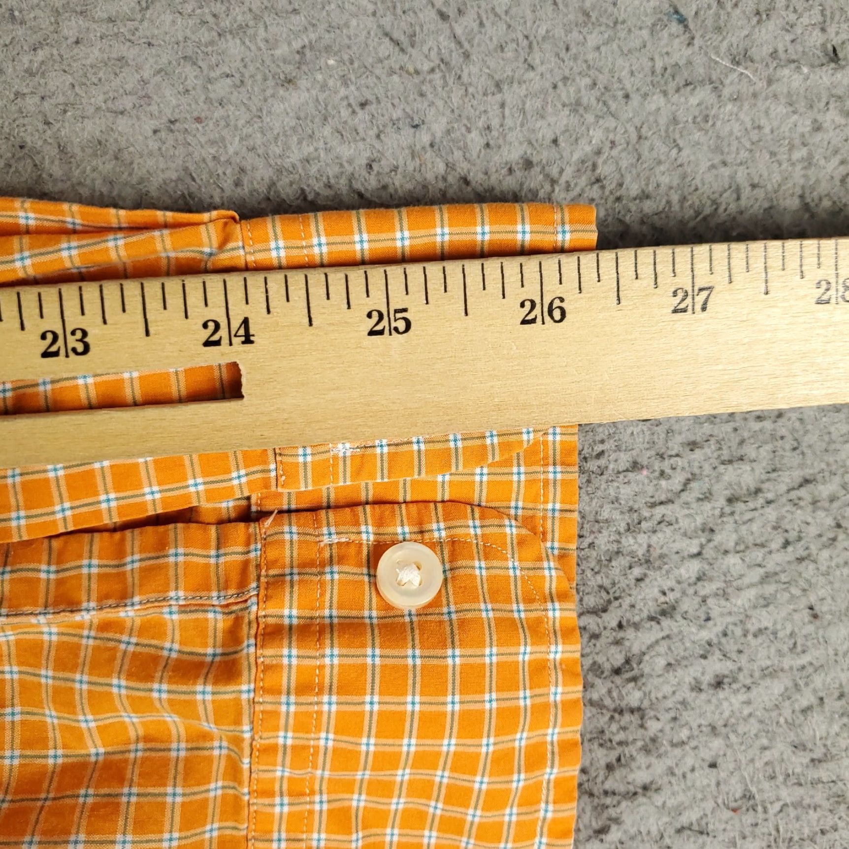 Ralph Lauren Ralph Lauren Dress Shirt Mens 17 Orange Plaid Extra Slim Fit Button-Down Long Sleeve Classic Modern Size 46R - 6 Thumbnail