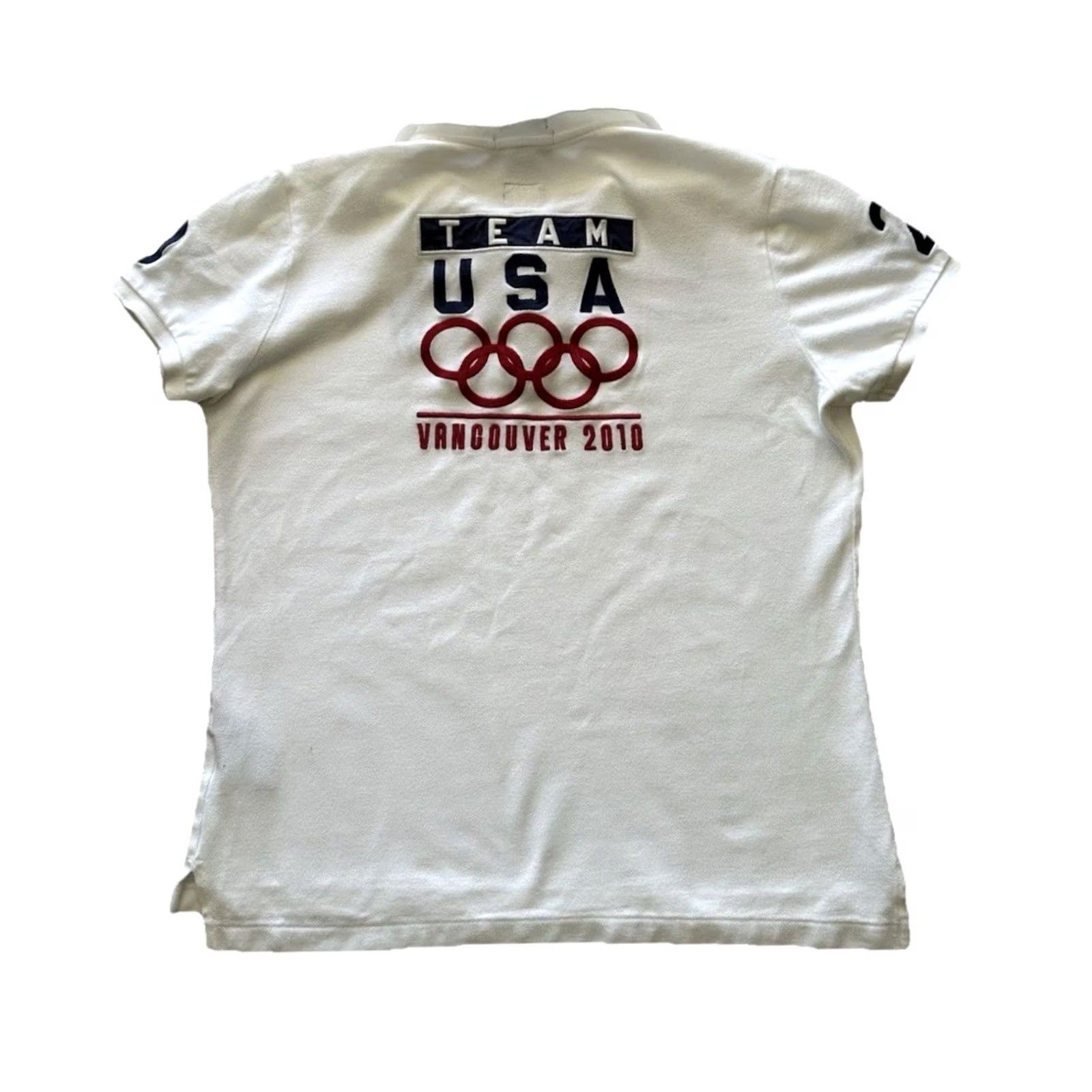 Polo Ralph Lauren VINTAGE Polo Ralph Lauren Team USA 2010 Vancouver Olympics White Polo Shirt Womens M Size M / US 6-8 / IT 42-44 - 2 Thumbnail