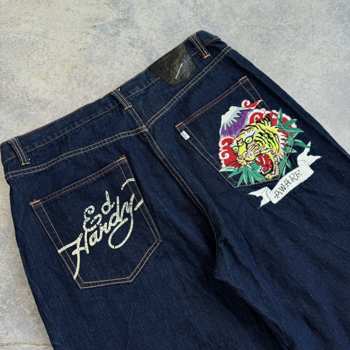 Ed Hardy 2008 💥 ED HARDY EMBROIDERED TIGER AWARE JORTS SHORTS Y2K Size US 40 / EU 56 - 3 Thumbnail