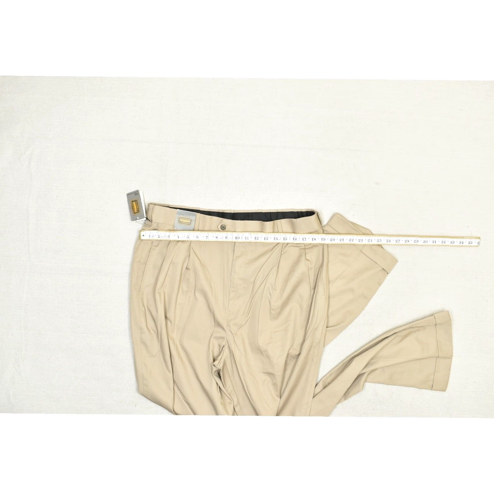 Vintage Foundry Supply Co. Men’s Tan Pleated Dress Pants Regular 38x38 Slas h Pocket Cotton 65% Polyester 35% Rayon Jeans? Size US 38 / EU 54 - 5 Thumbnail