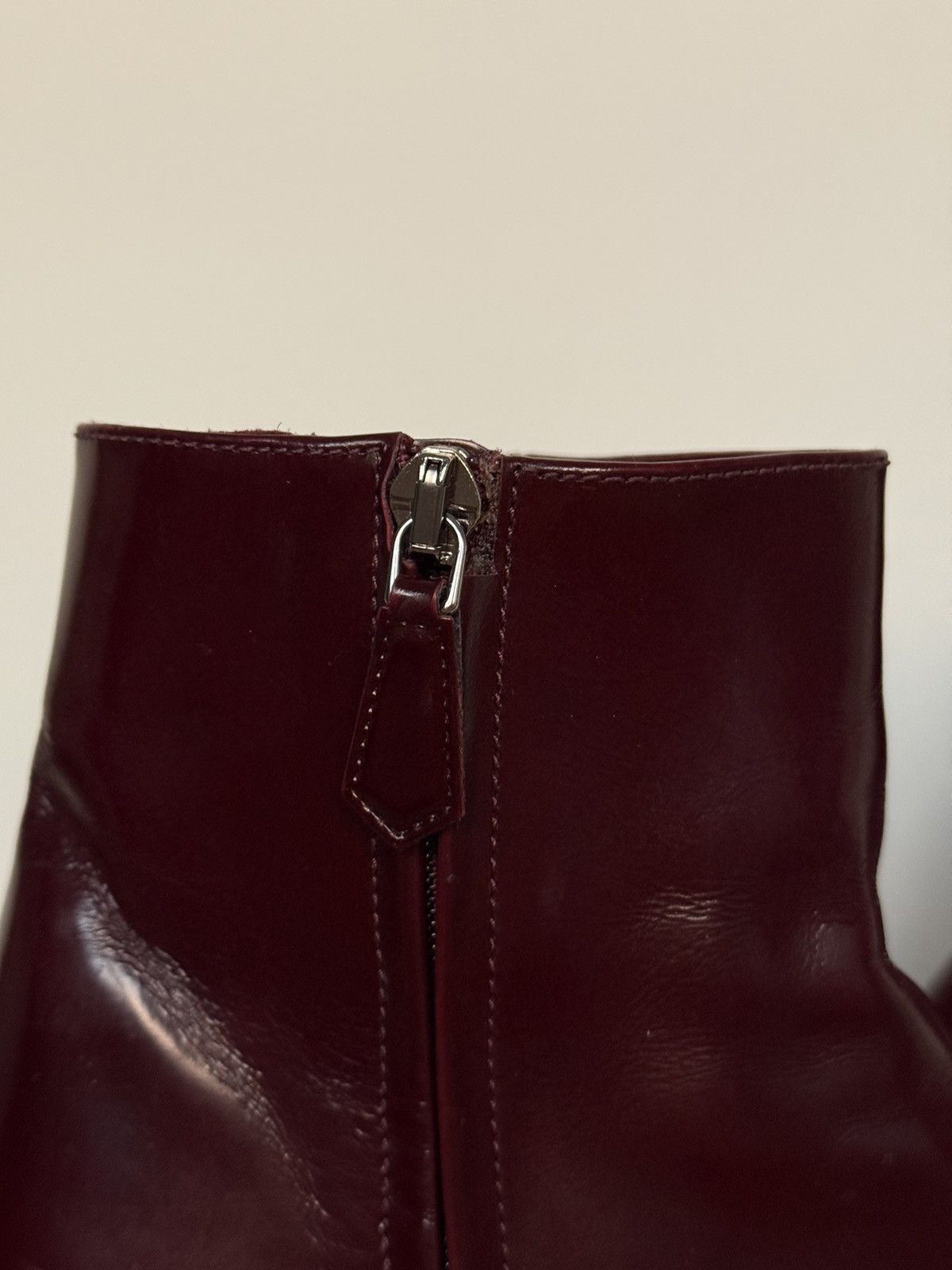 Prada × Vintage Prada Burgundy Leather Ankle Boots Squared Heels Size US 7 / IT 37 - 7 Thumbnail