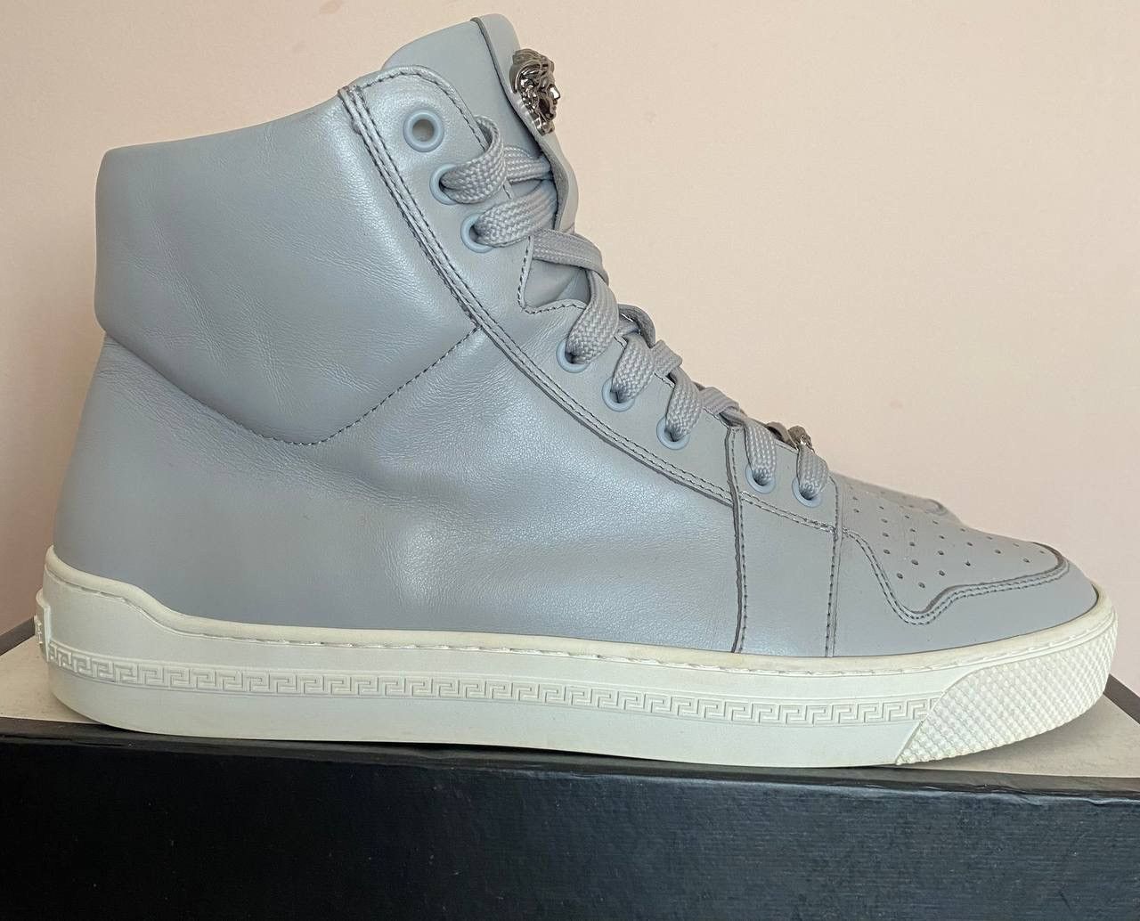 Versace Versace Men’s Gray Leather High Top Sneakers Size US 8 / EU 41 - 2 Thumbnail
