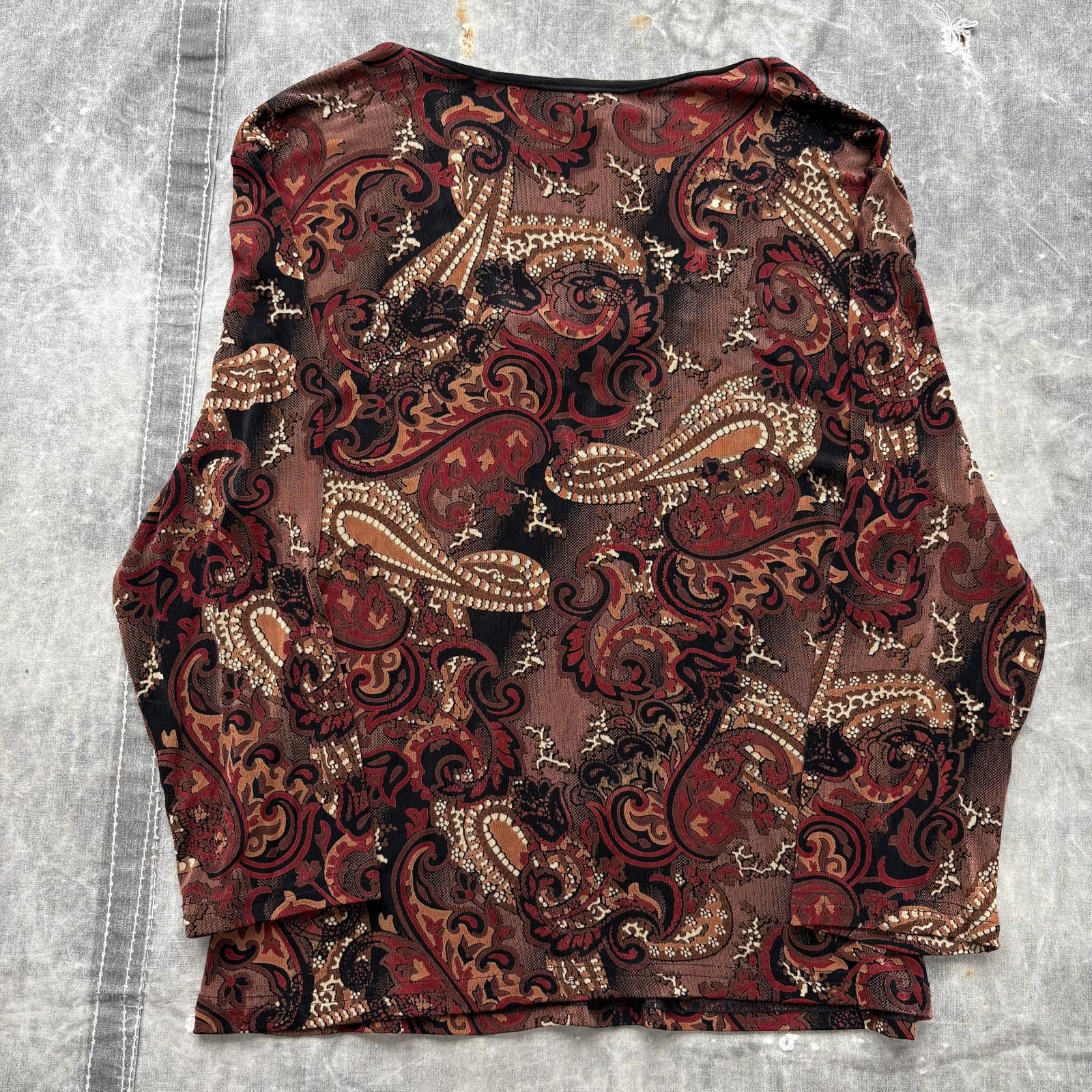 Vintage Vintage Y2K AOP Paisley Whimsigoth Grunge Indie Blouse Shirt Size M / US 6-8 / IT 42-44 - 4 Thumbnail