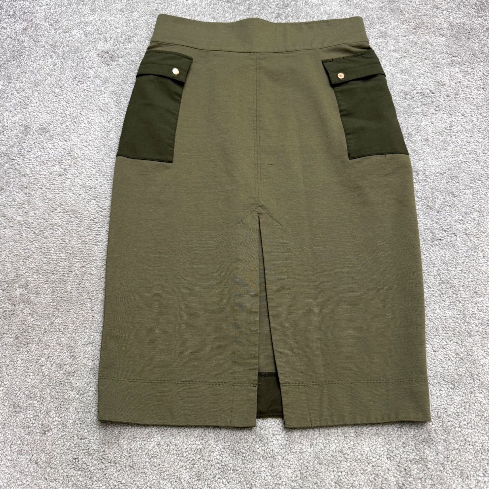 Olive Kit And Ace Skirt Womens 8 Olive Green Pencil Cashmere Silk Utility Tech Cargo Size 30" / US 8 / IT 44 - 2 Thumbnail