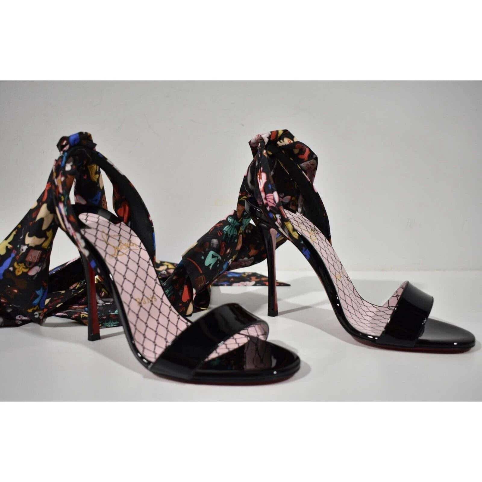 Christian Louboutin Fetish Du Desert 100 Black Lace Up Tie Sandal Heel Pump 37 Size US 7 / IT 37 - 4 Thumbnail