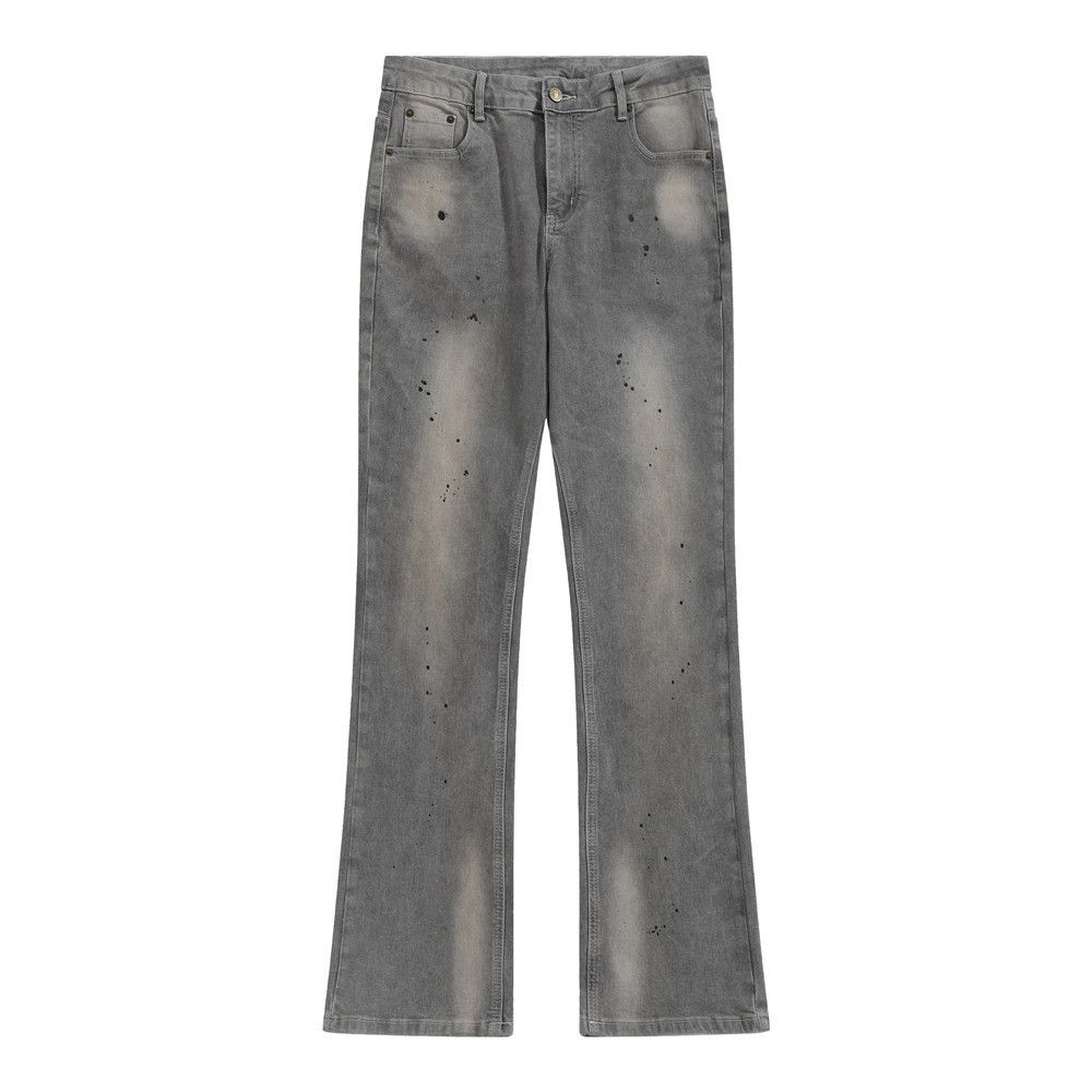 Japanese Brand Street ink-splashed washed loose wide-leg flared jeans Size US 32 / EU 48 - 1 Thumbnail