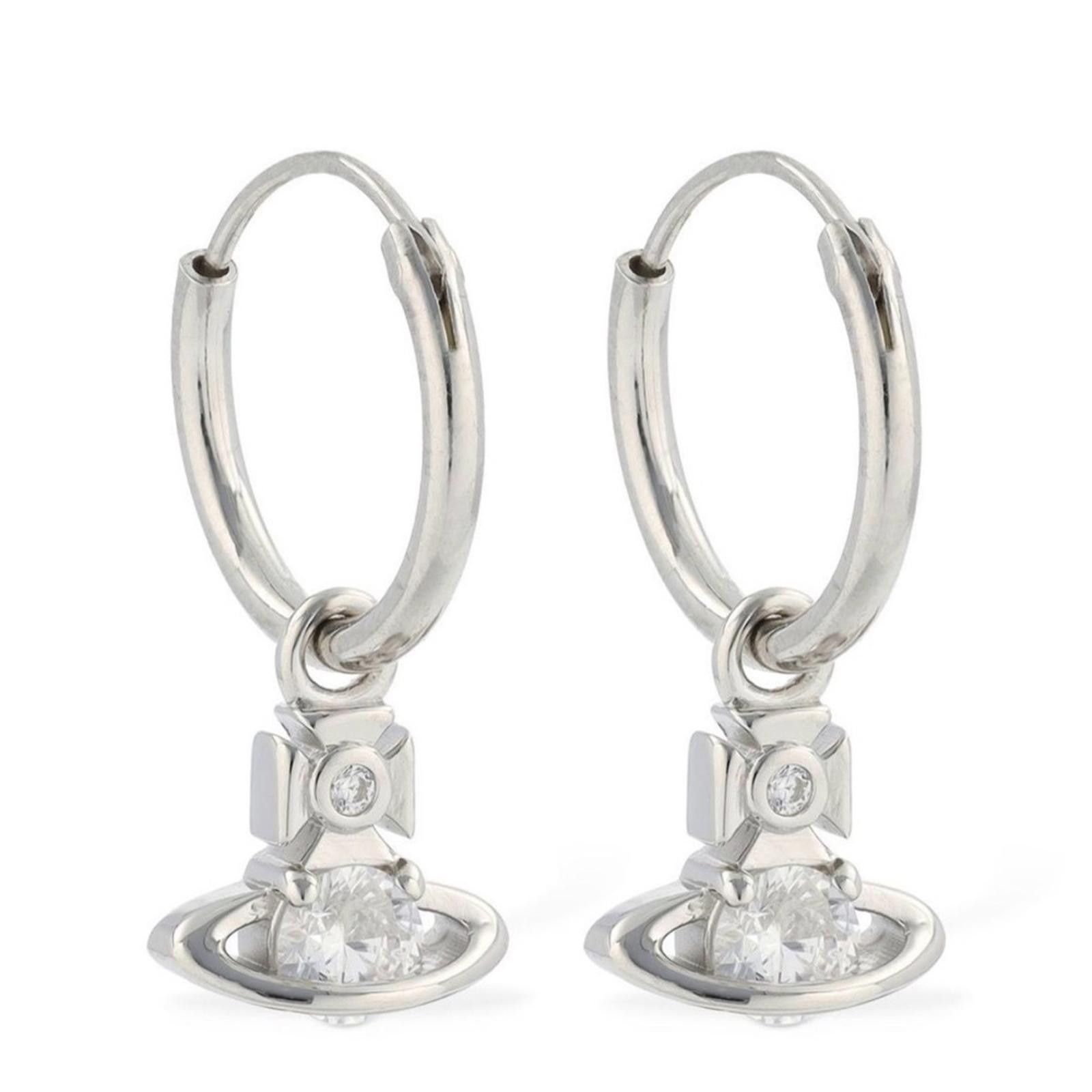 Vivienne Westwood Vivienne Westwood Nina Spark Crystal Saturn Hoop Earring Slr Size ONE SIZE - 1 Thumbnail