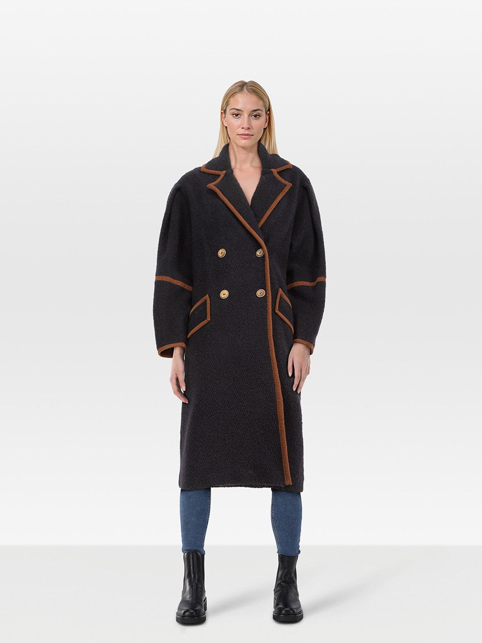 Ulla Johnson Navy Wool Long Coat Size S / US 4 / IT 40 - 1 Thumbnail