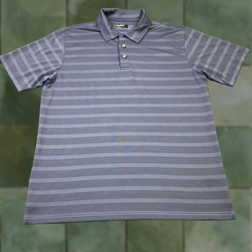 Vintage BOLLE Quick Dry Golf Polo Shirt Striped Short Sleeve Blue Mens Large Size US L / EU 52-54 / 3 - 1 Thumbnail