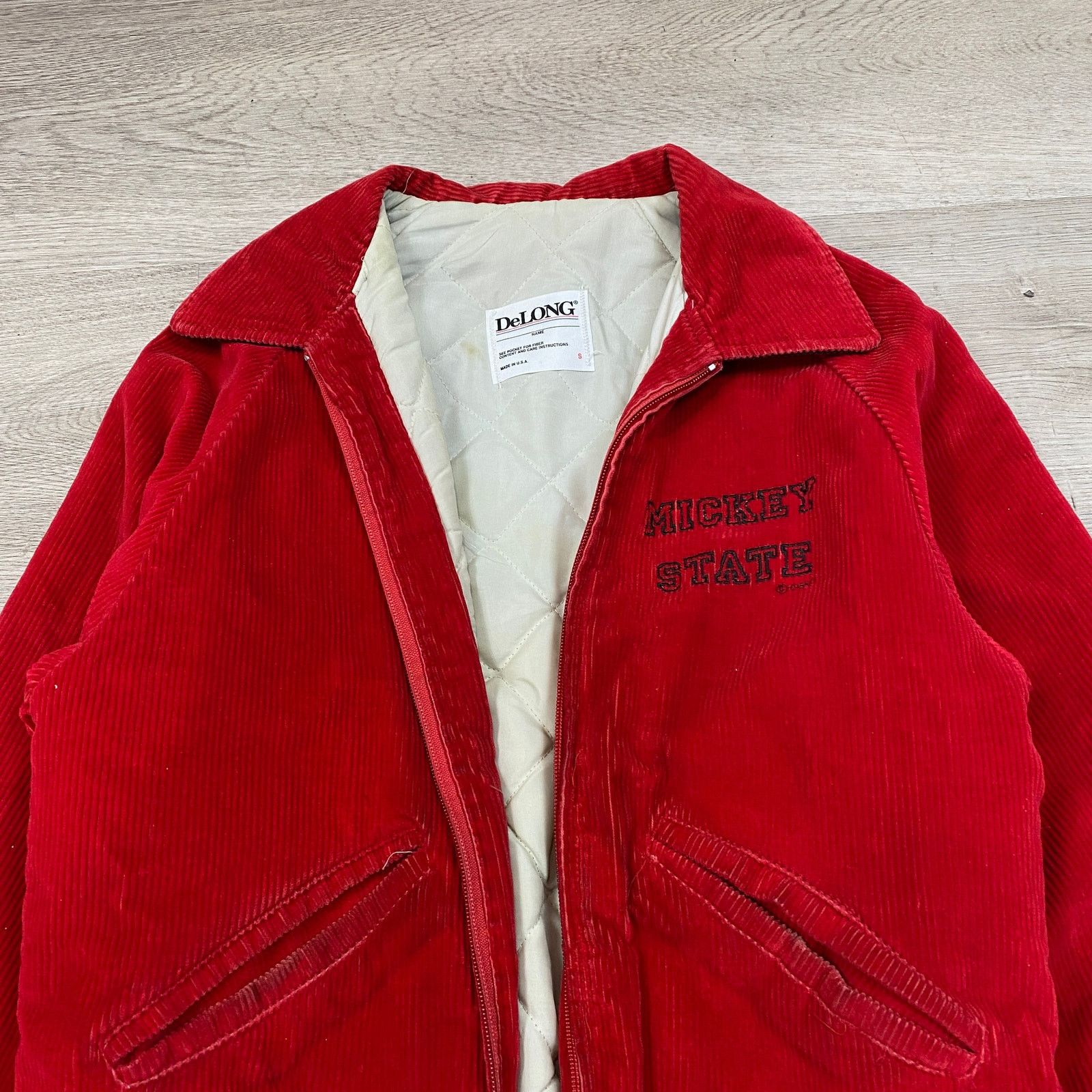 Delong × Disney × Vintage VTG 90s Disney Mickey State Embroidered Corduroy Bomber Sm Size US S / EU 44-46 / 1 - 3 Thumbnail