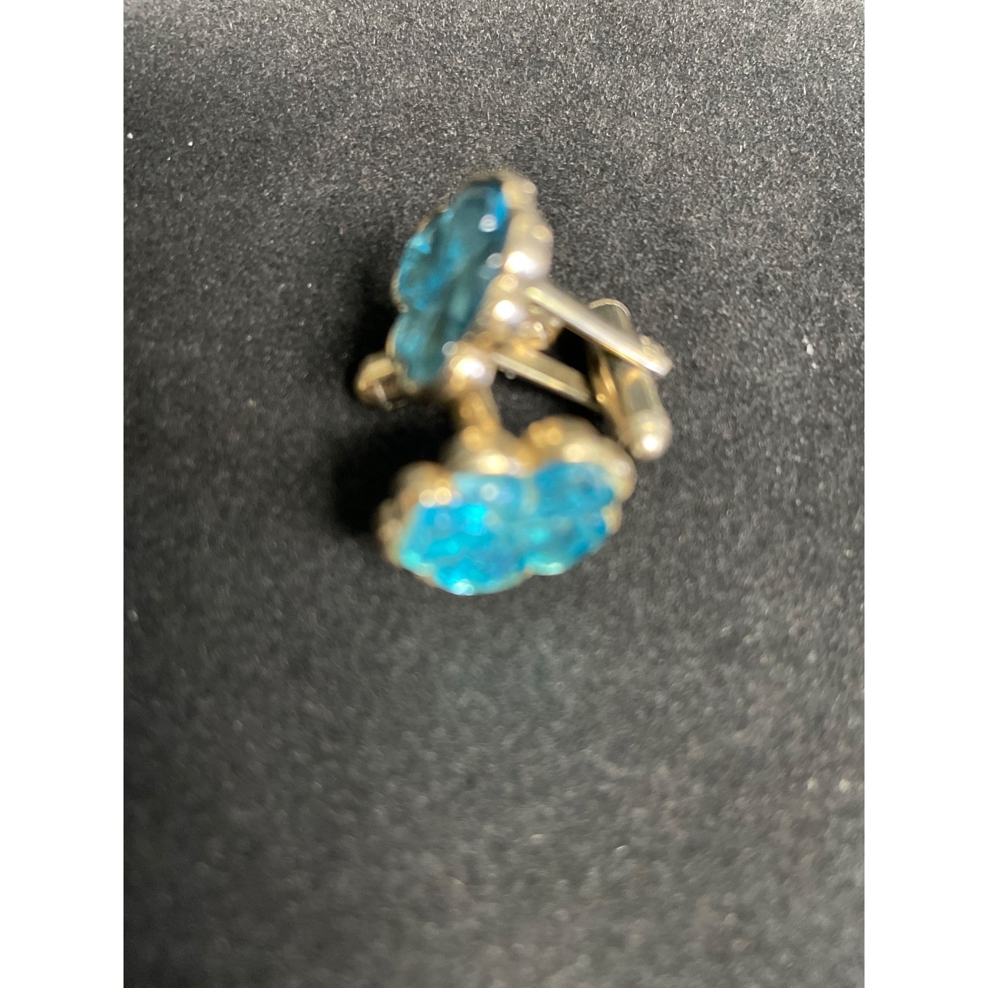 Other Vintage Men's Cufflinks Aqua Blue Stone 4 leaf clover with s Size ONE SIZE - 4 Thumbnail