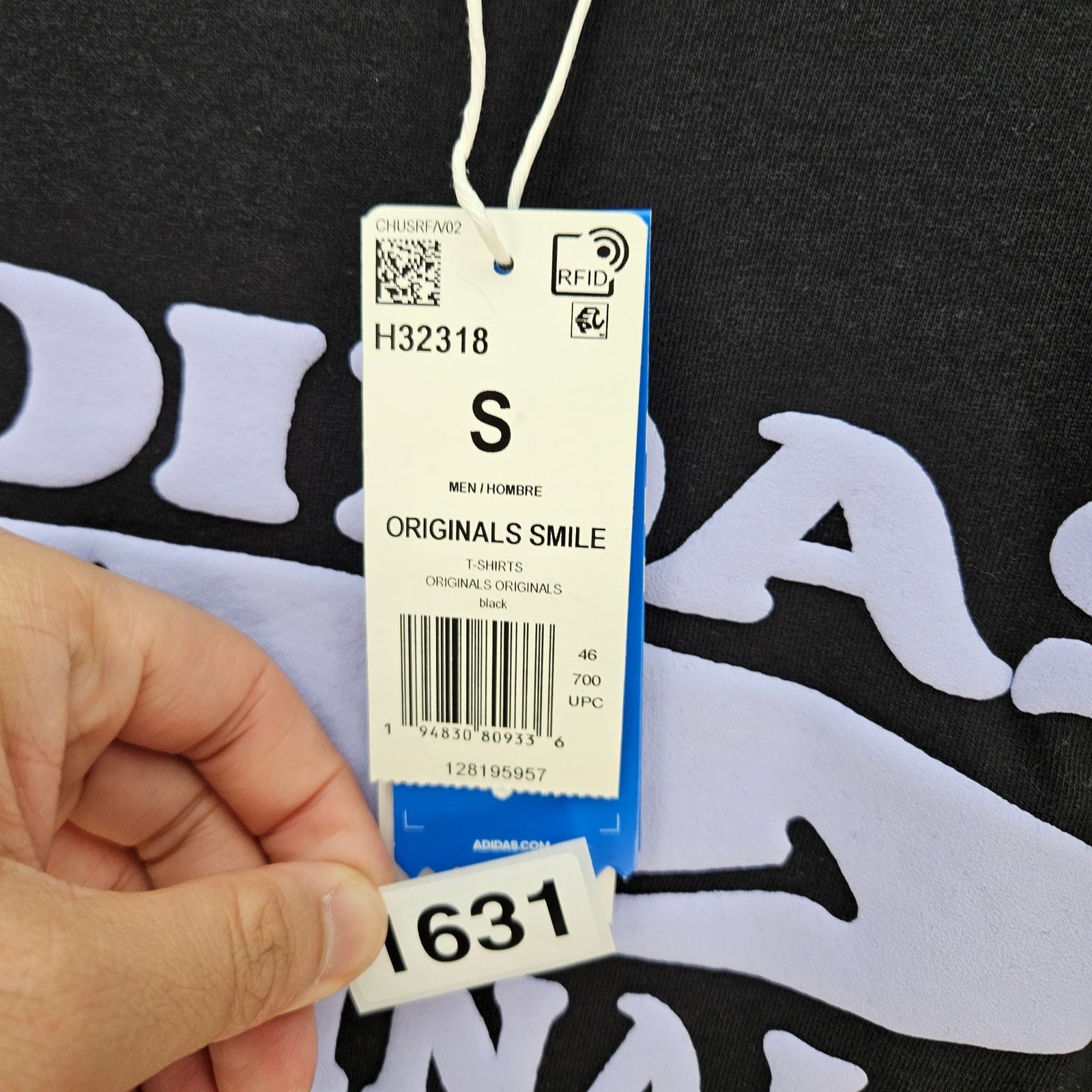 Adidas ADIDAS ORIGINAL MEN'S SMALL BLACK SMILEY LAVENDER PRINT TEE Size US S / EU 44-46 / 1 - 5 Thumbnail