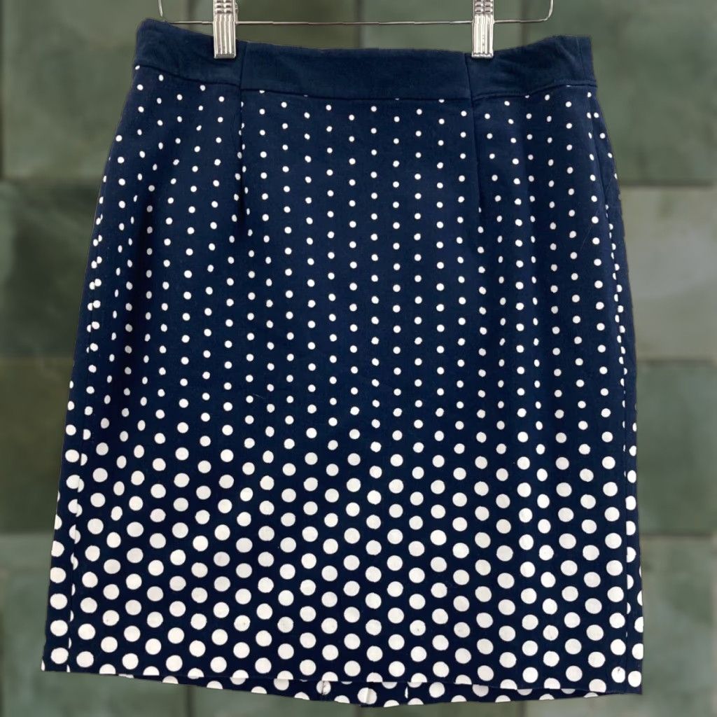 Tommy Hilfiger TOMMY HILFIGER Skirt Womens 6 Navy Polka Dot Knee-Length Cotton Spandex Stretch Pencil Style 90s Designer? Size 28" / US 6 / IT 42 - 1 Thumbnail