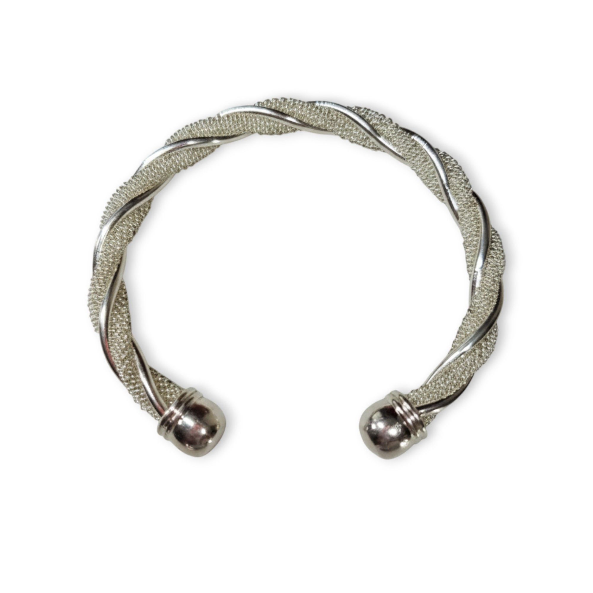 Other Bracelet 7" Bangle 925 Sterling Silver Vintage Twisted Mesh Size ONE SIZE - 3 Thumbnail