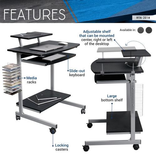 Designer × Homemade Techni Mobili Compact Computer Cart With Storage, Espresso Size US L / EU 52-54 / 3 - 8 Thumbnail