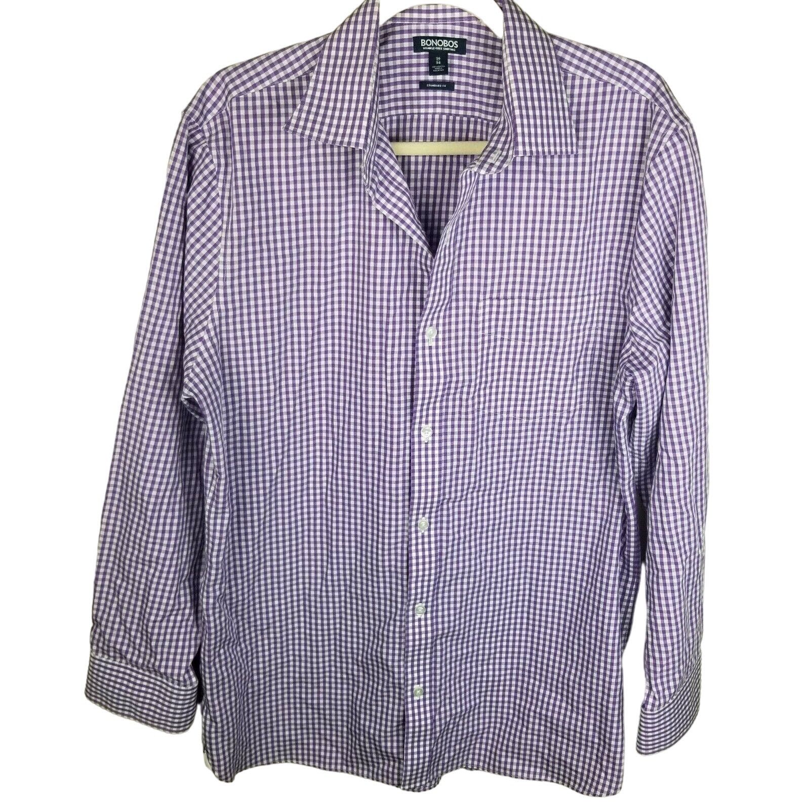 Bonobos Bonobos Mens Wrinkle-Free Gingham Dress Shirt Sz 34 Career Size US M / EU 48-50 / 2 - 1 Thumbnail