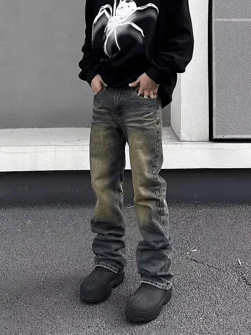 Japanese Brand × Jean Vintage washed yellow mud slightly flared jeans Size US 28 / EU 44 - 3 Thumbnail