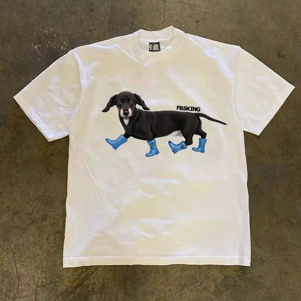Japanese Brand Kokubu x naga White Loose Wear Heart Dog Short Sleeve Tee Size US M / EU 48-50 / 2 - 4 Thumbnail