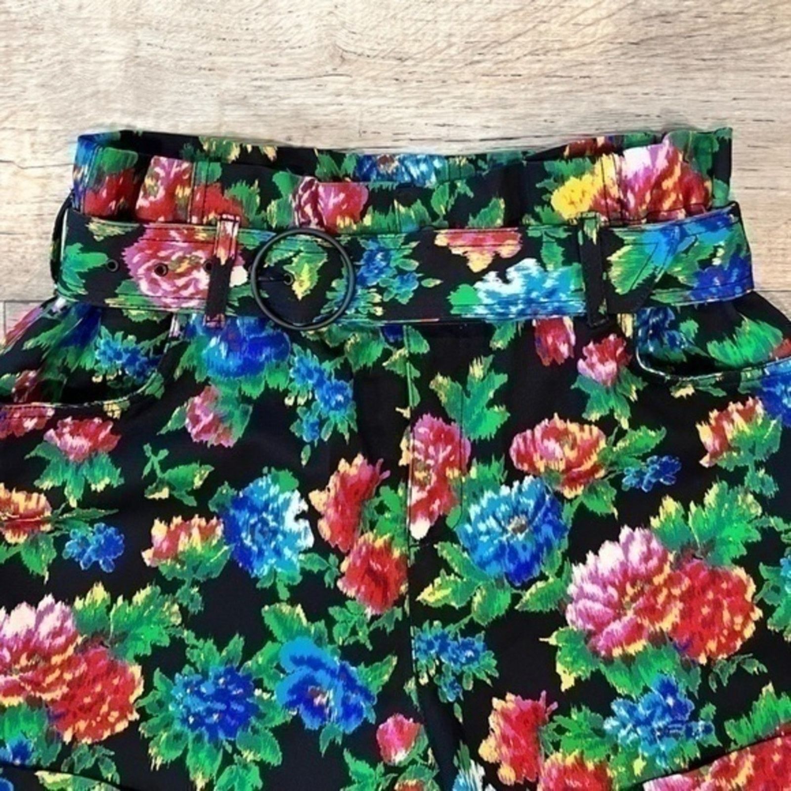 ZARA Floral Print Paperbag Shorts NWT