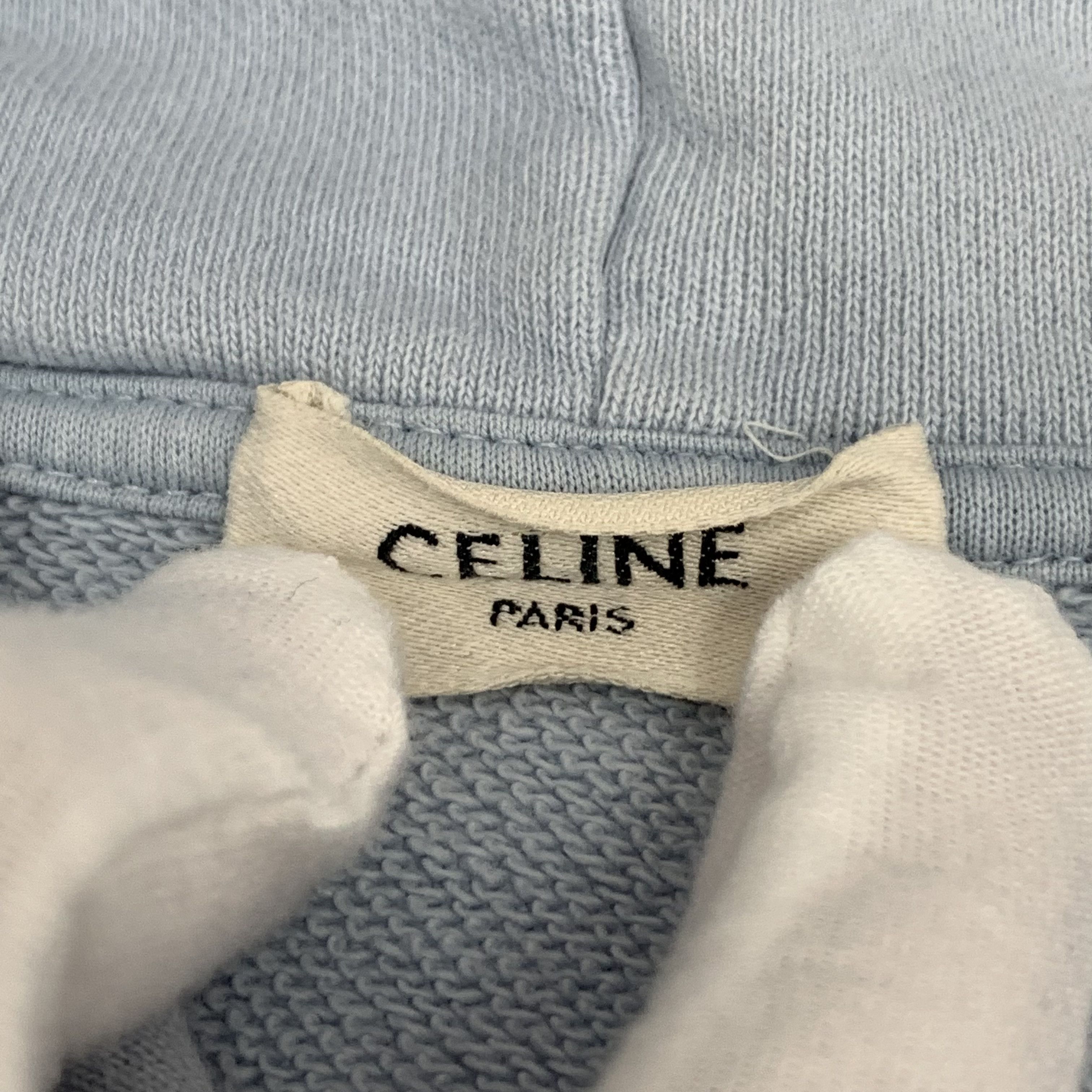 Celine Celine Logo Hoodie Light Blue (L) Size L / US 10 / IT 46 - 2 Thumbnail