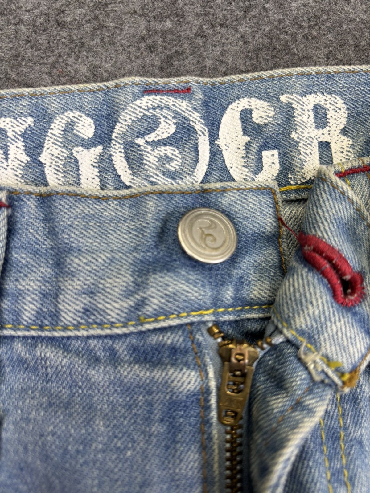 Japanese Brand 💥Insane 90s Style💥Rolling Craddle Distressed Denim K33 Size US 29 - 8 Thumbnail