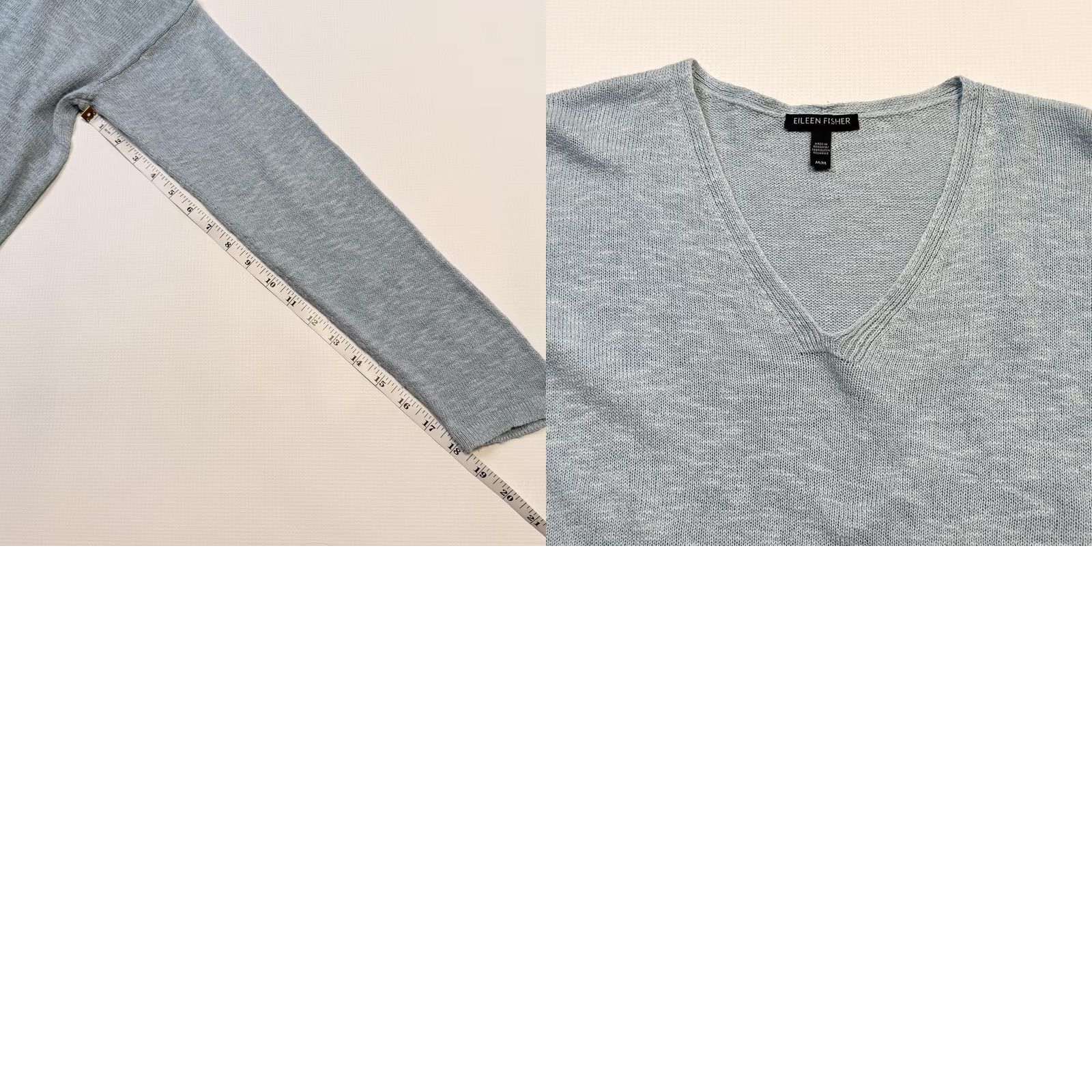 Eileen Fisher Eileen Fisher Sweater Womens Medium Blue Organic Cotton Linen V-Neck Pullover Size M / US 6-8 / IT 42-44 - 8 Thumbnail