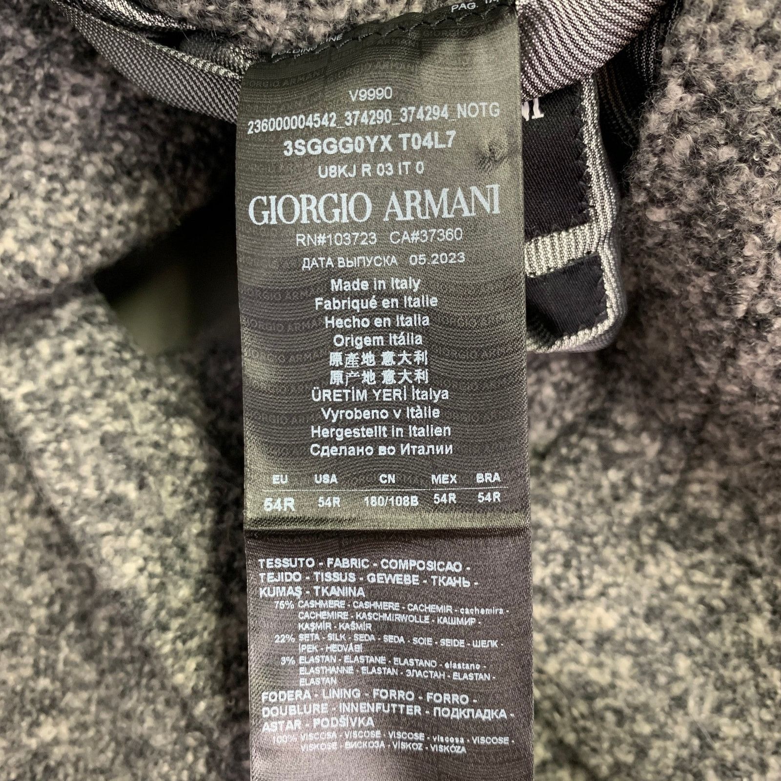 Giorgio Armani Size 44 Grey Charcoal Tweed Cashmere Silk Jacket Size US XL / EU 56 / 4 - 7 Thumbnail