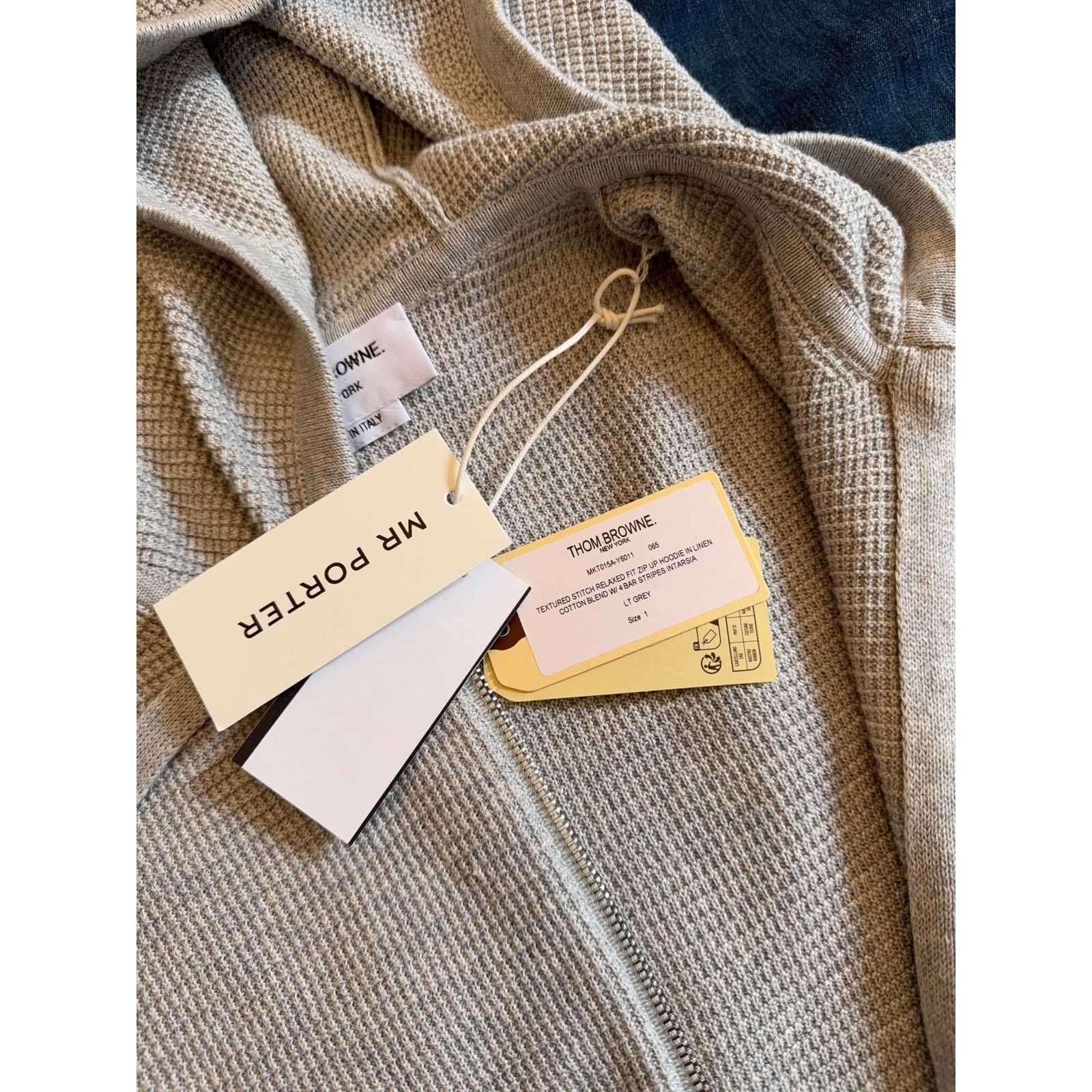 Thom Browne $1,850 Thom Browne Linen Cotton 4-Bar Relaxed Fit Zip hoodie Size US S / EU 44-46 / 1 - 5 Thumbnail