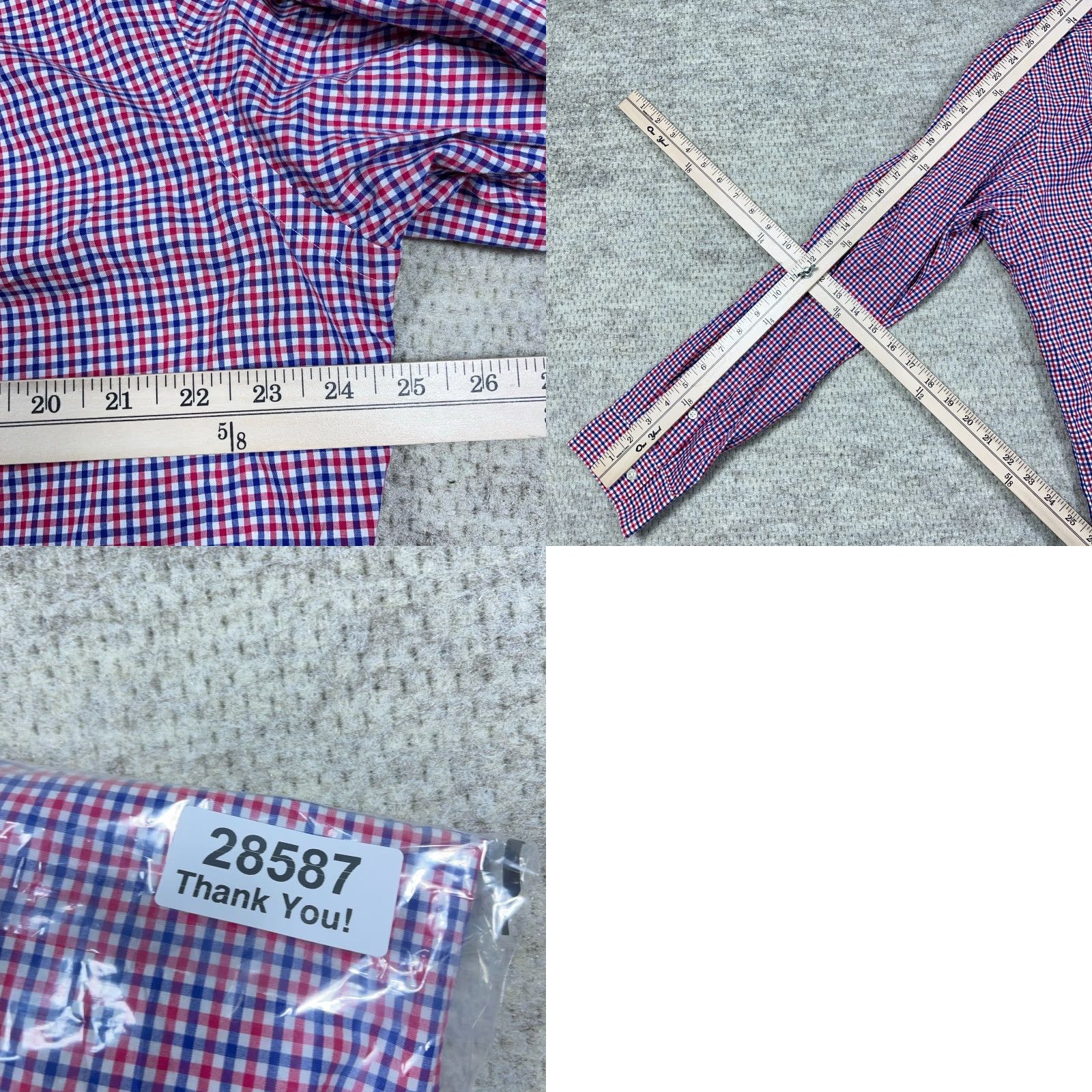 Ralph Lauren Ralph Lauren Shirt Men XL Red Blue Button Up Tattersall Plaid Poplin Dress Adult Size 46R - 8 Thumbnail