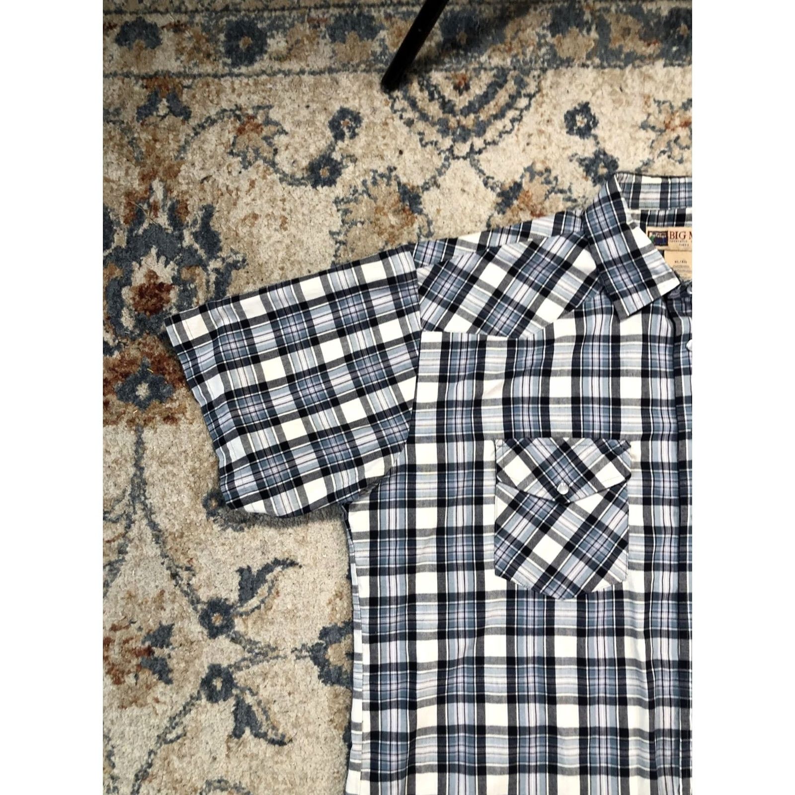 Vintage Big Mac Shirt Mens XL Blue Plaid Short Sleeve Western Pearl Snap Workwear Size US XL / EU 56 / 4 - 3 Thumbnail