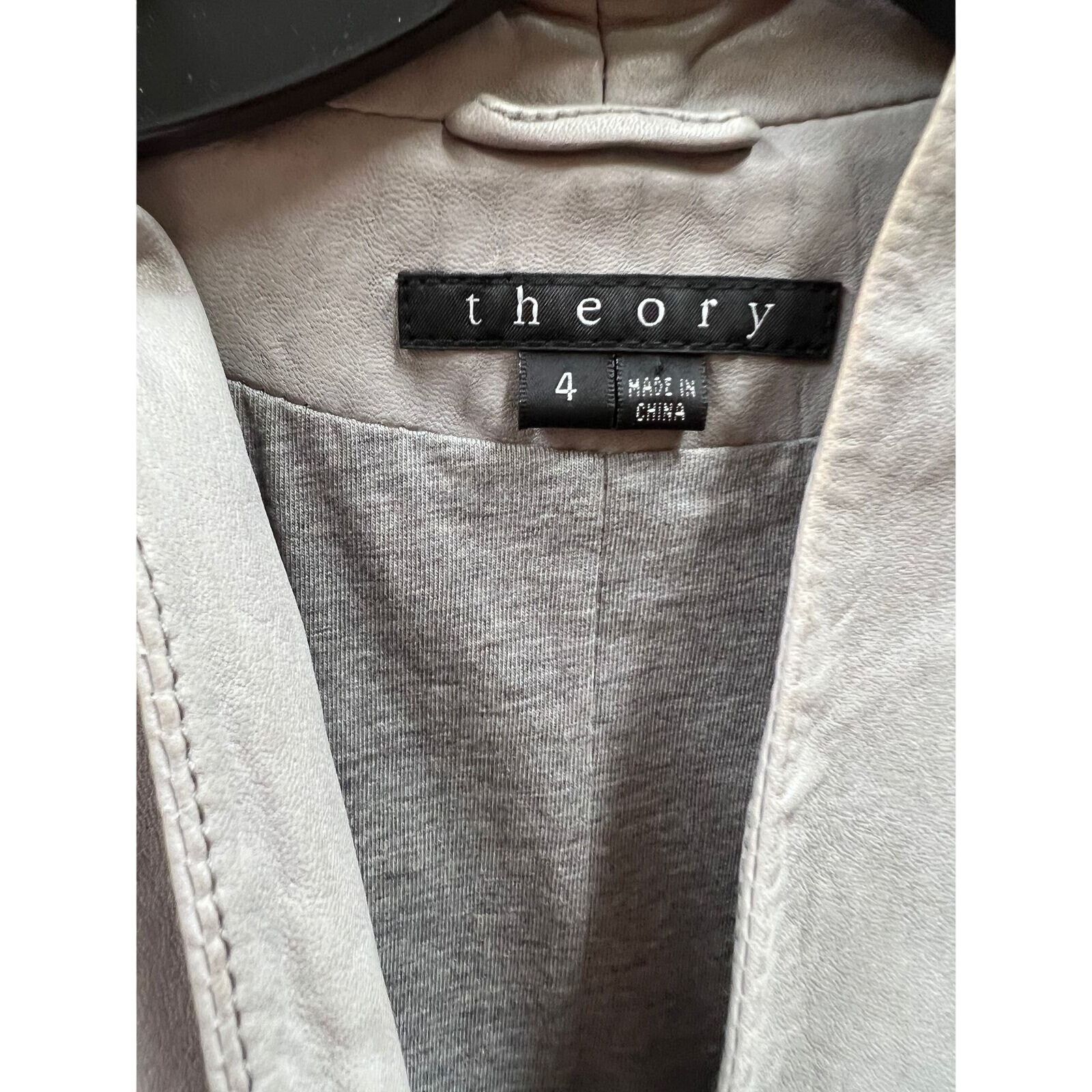 Theory Theory grey leather jacket sz 4 Size S / US 4 / IT 40 - 2 Thumbnail